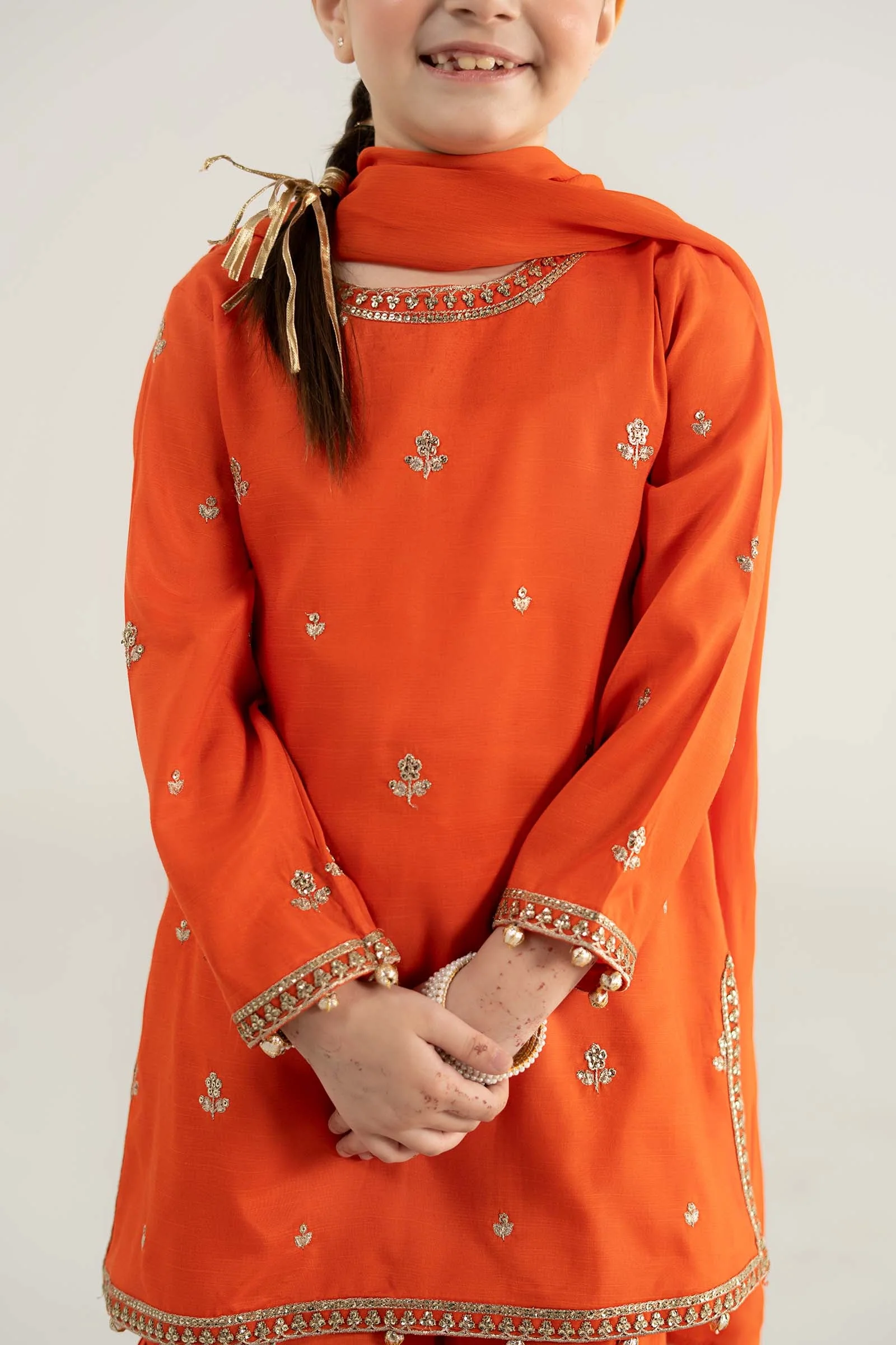 3 Piece Embroidered Raw Silk Suit - Image 3