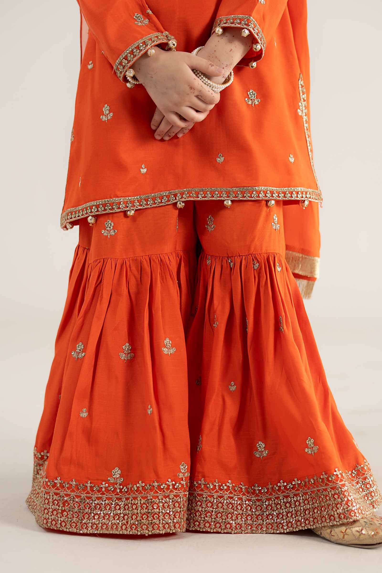 3 Piece Embroidered Raw Silk Suit - Image 4