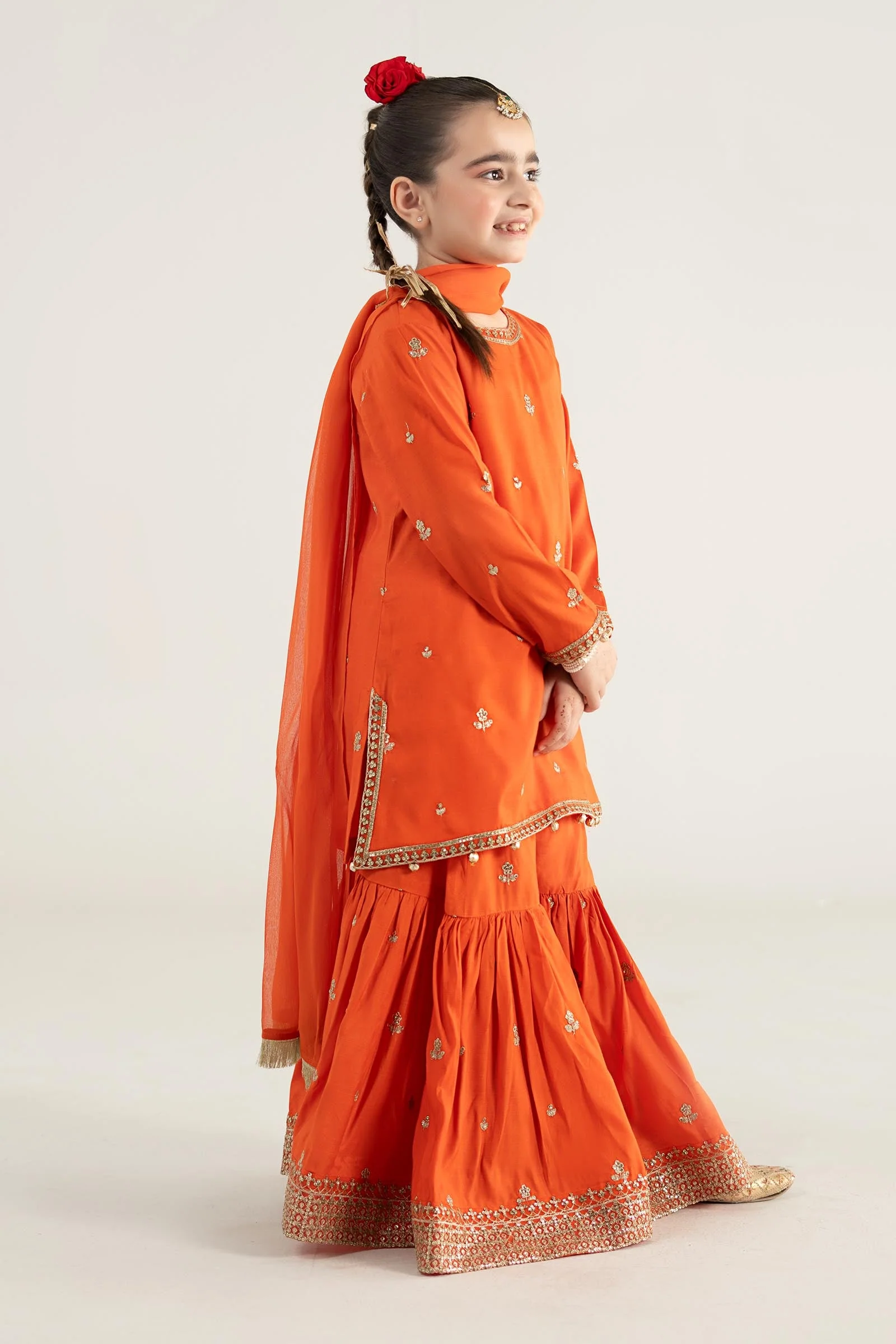 3 Piece Embroidered Raw Silk Suit - Image 5