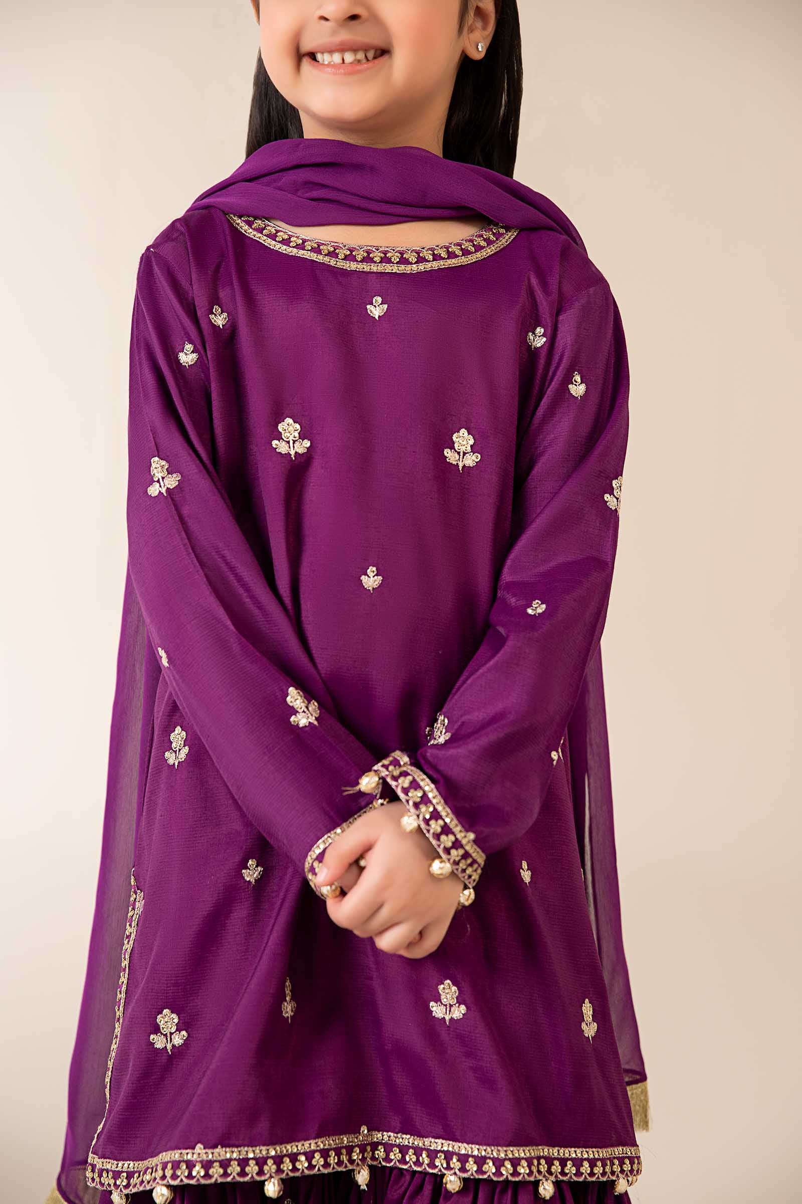 3 Piece Embroidered Raw Silk Suit - Image 3