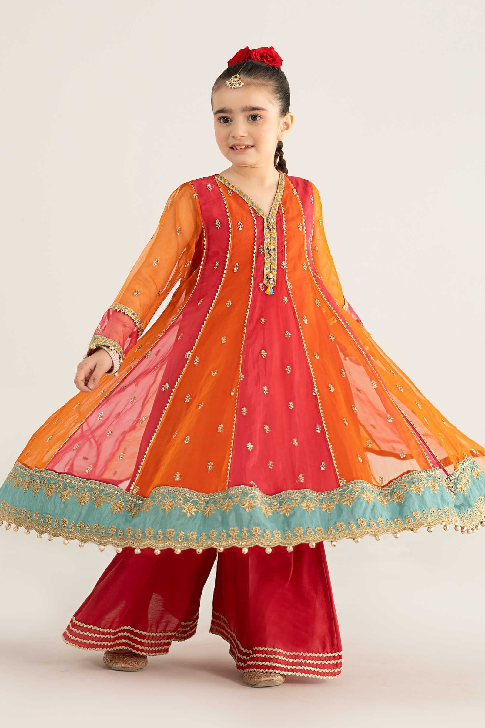 3 Piece Embroidered Poly Organza Suit - Image 6