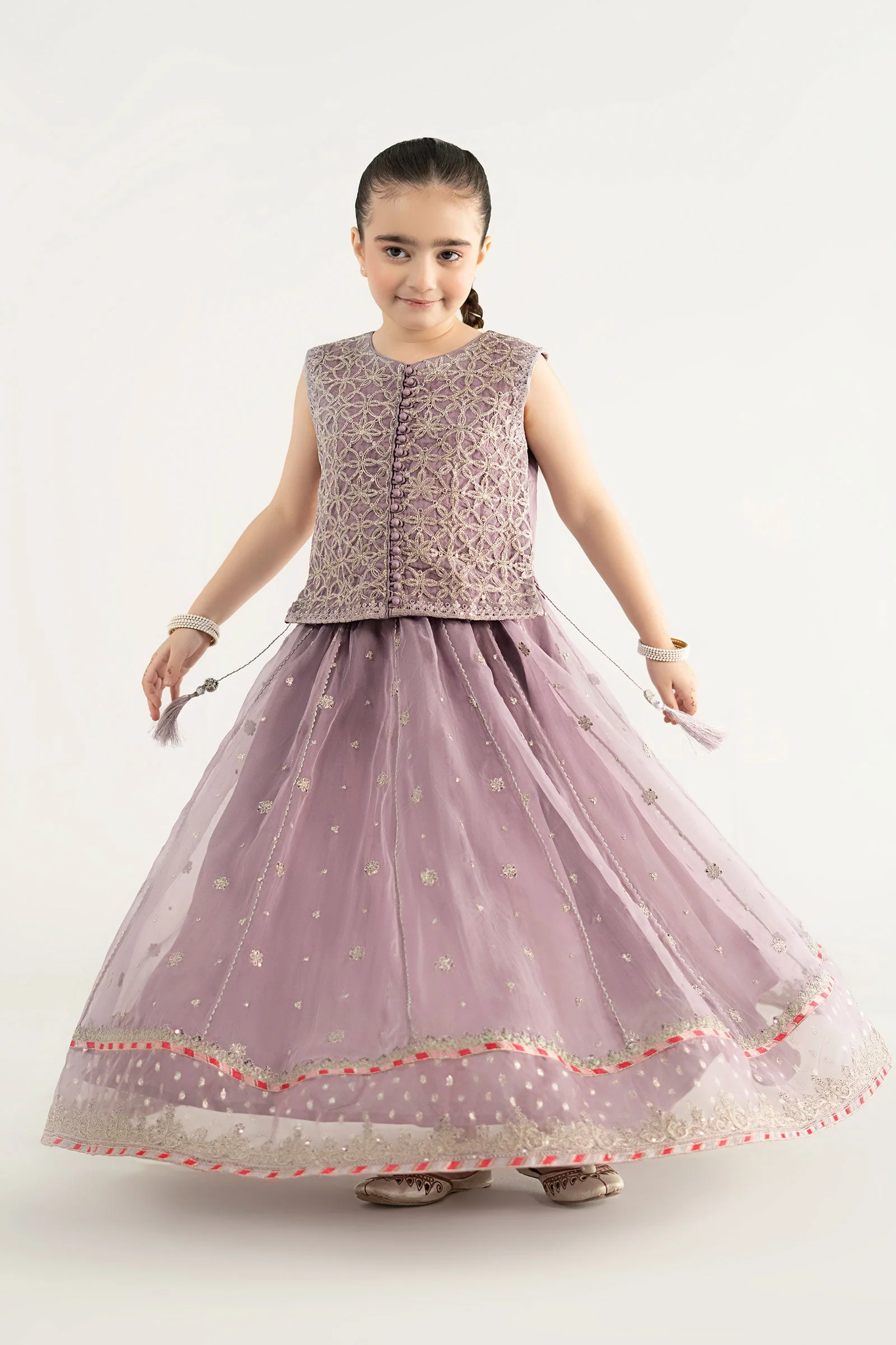 3 Piece Embroidered Poly Organza Suit