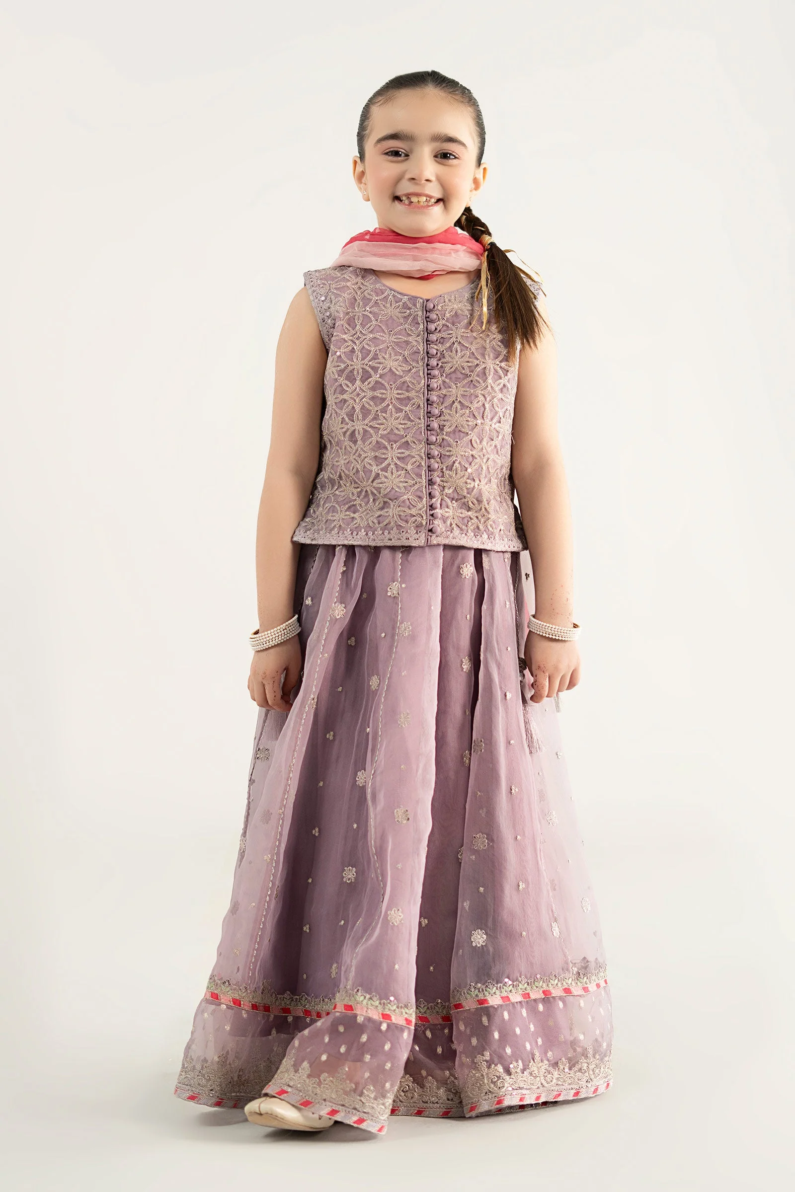 3 Piece Embroidered Poly Organza Suit - Image 2