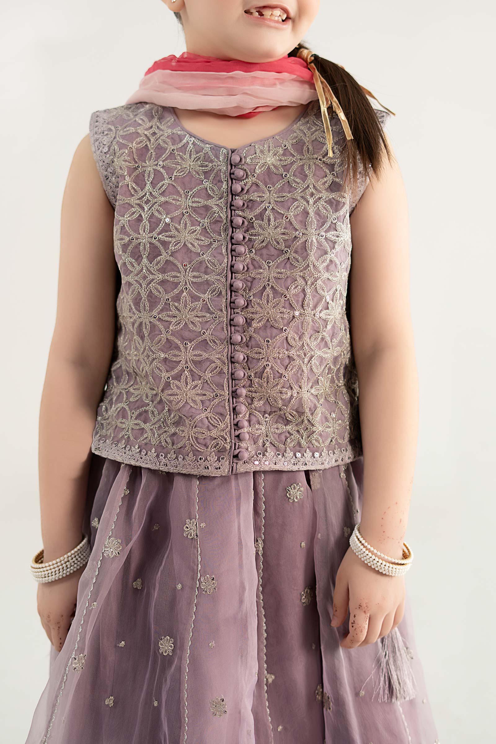 3 Piece Embroidered Poly Organza Suit - Image 3