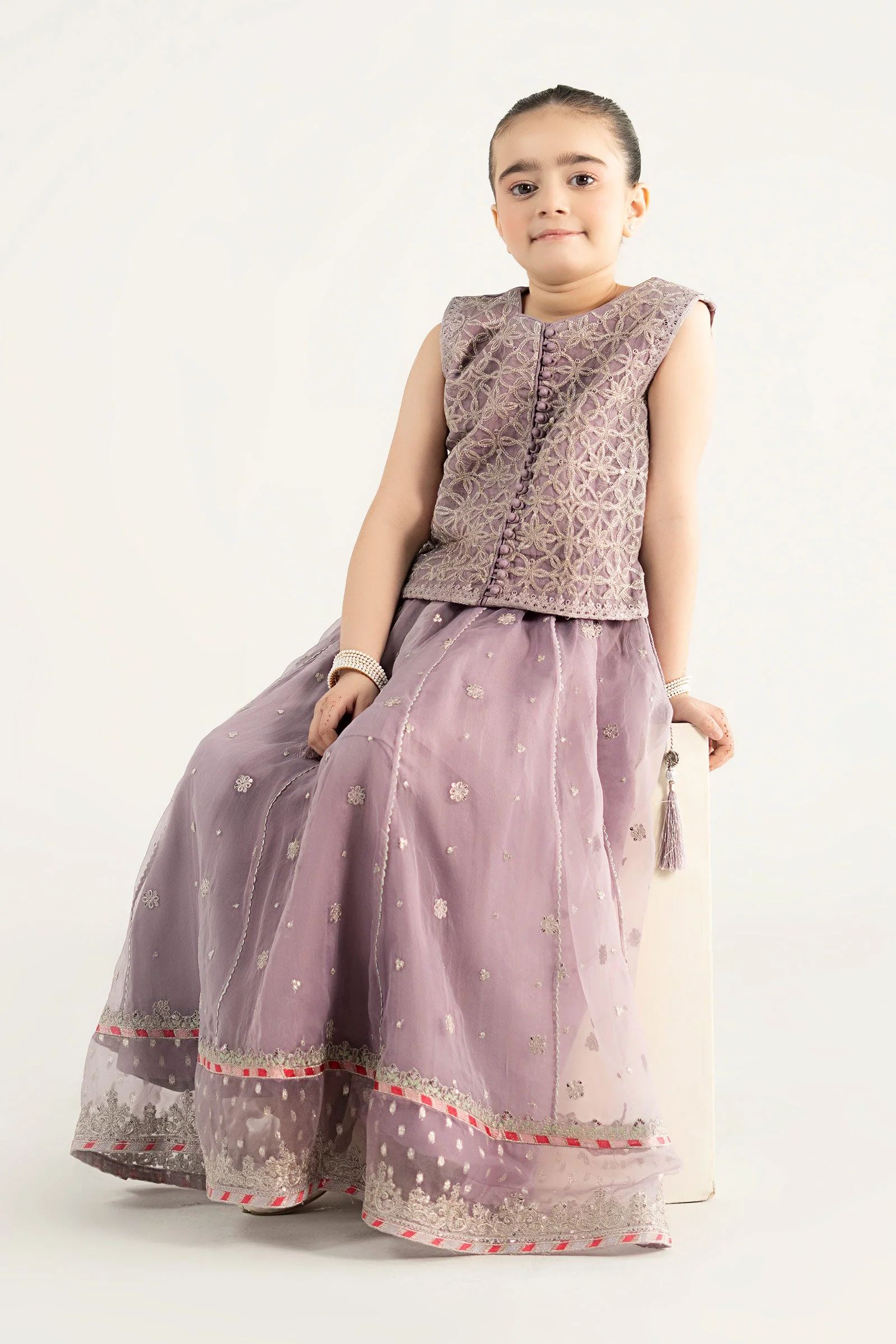 3 Piece Embroidered Poly Organza Suit - Image 4