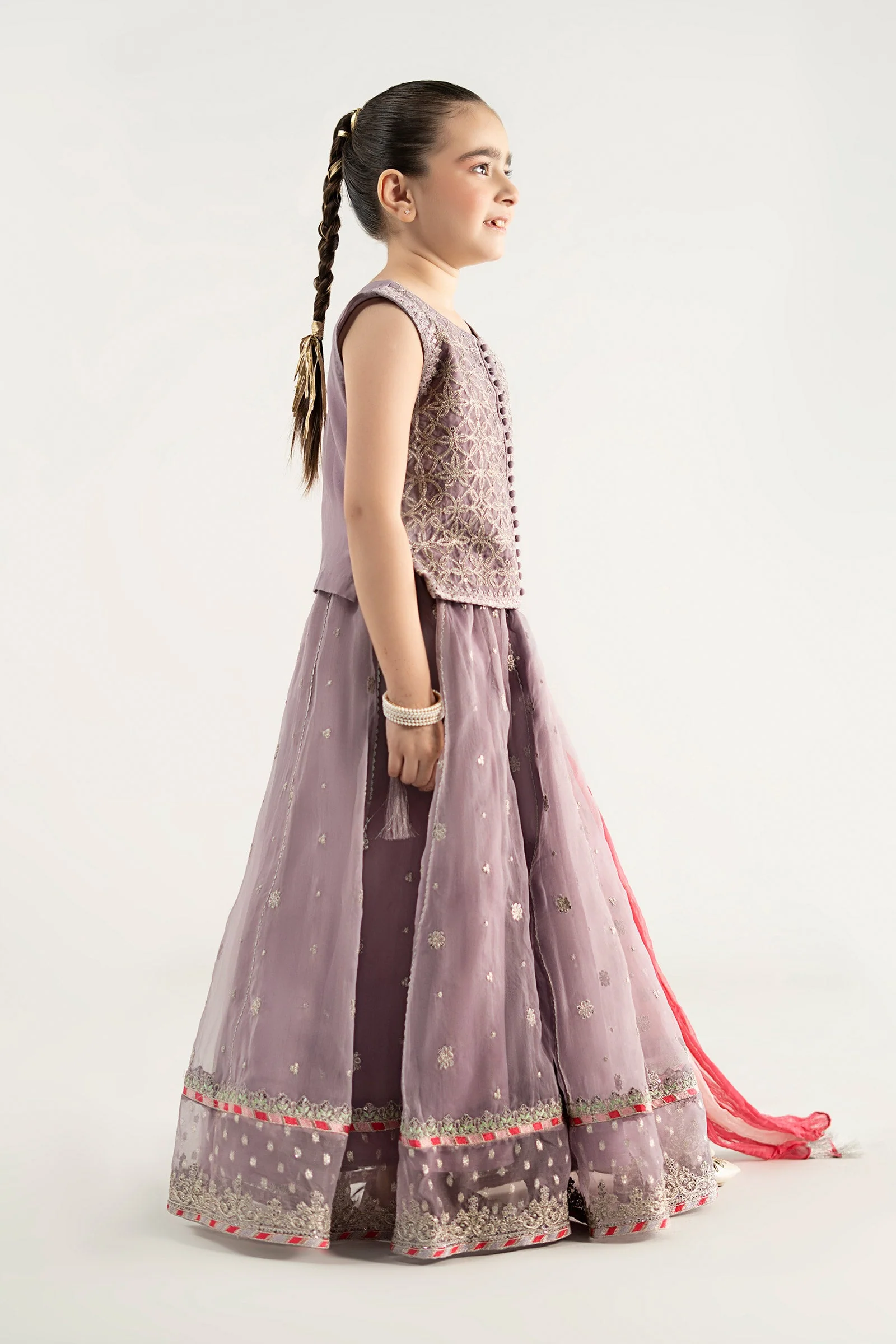 3 Piece Embroidered Poly Organza Suit - Image 6