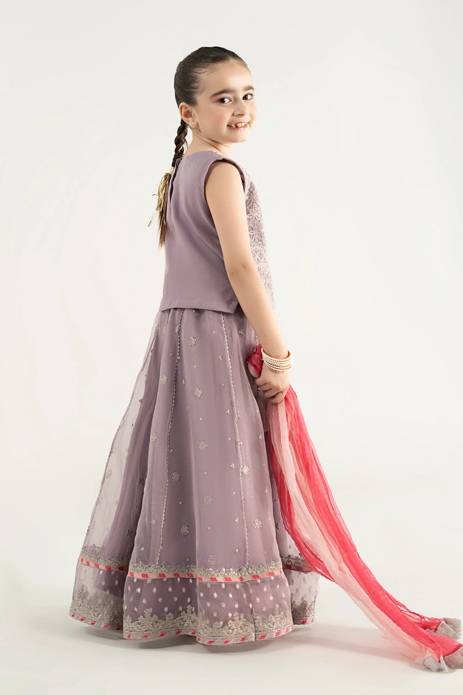 3 Piece Embroidered Poly Organza Suit - Image 7