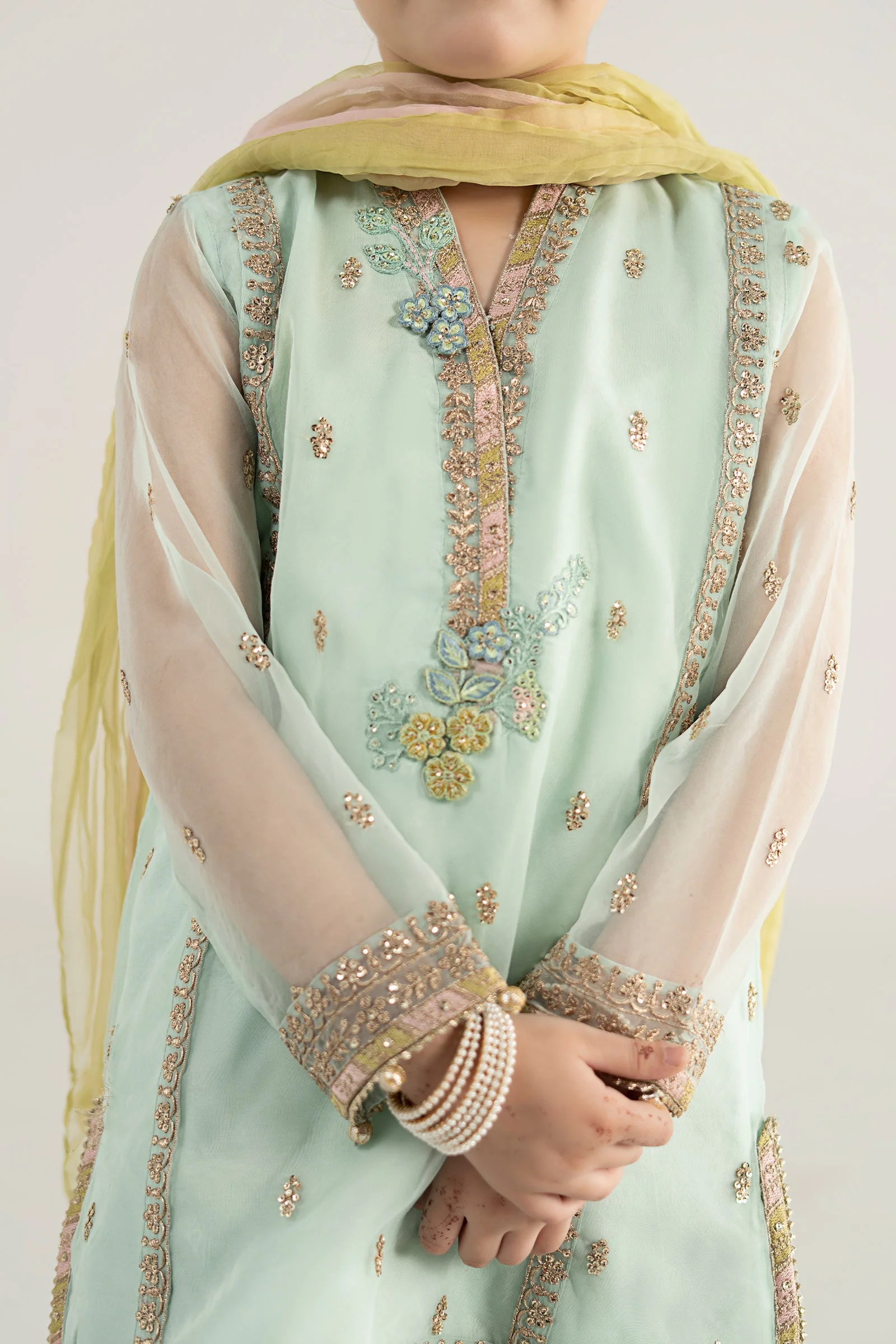 3 Piece Embroidered Poly Organza Suit - Image 4