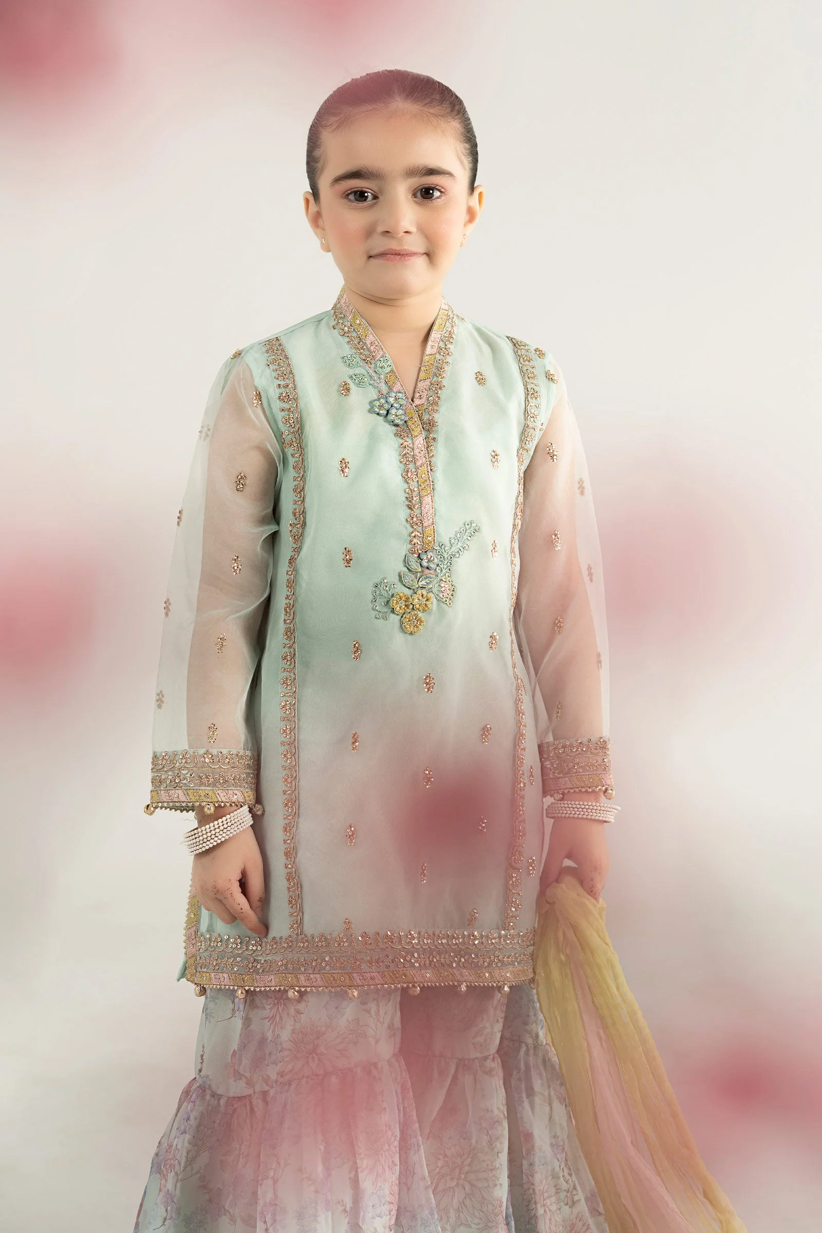 3 Piece Embroidered Poly Organza Suit - Image 6