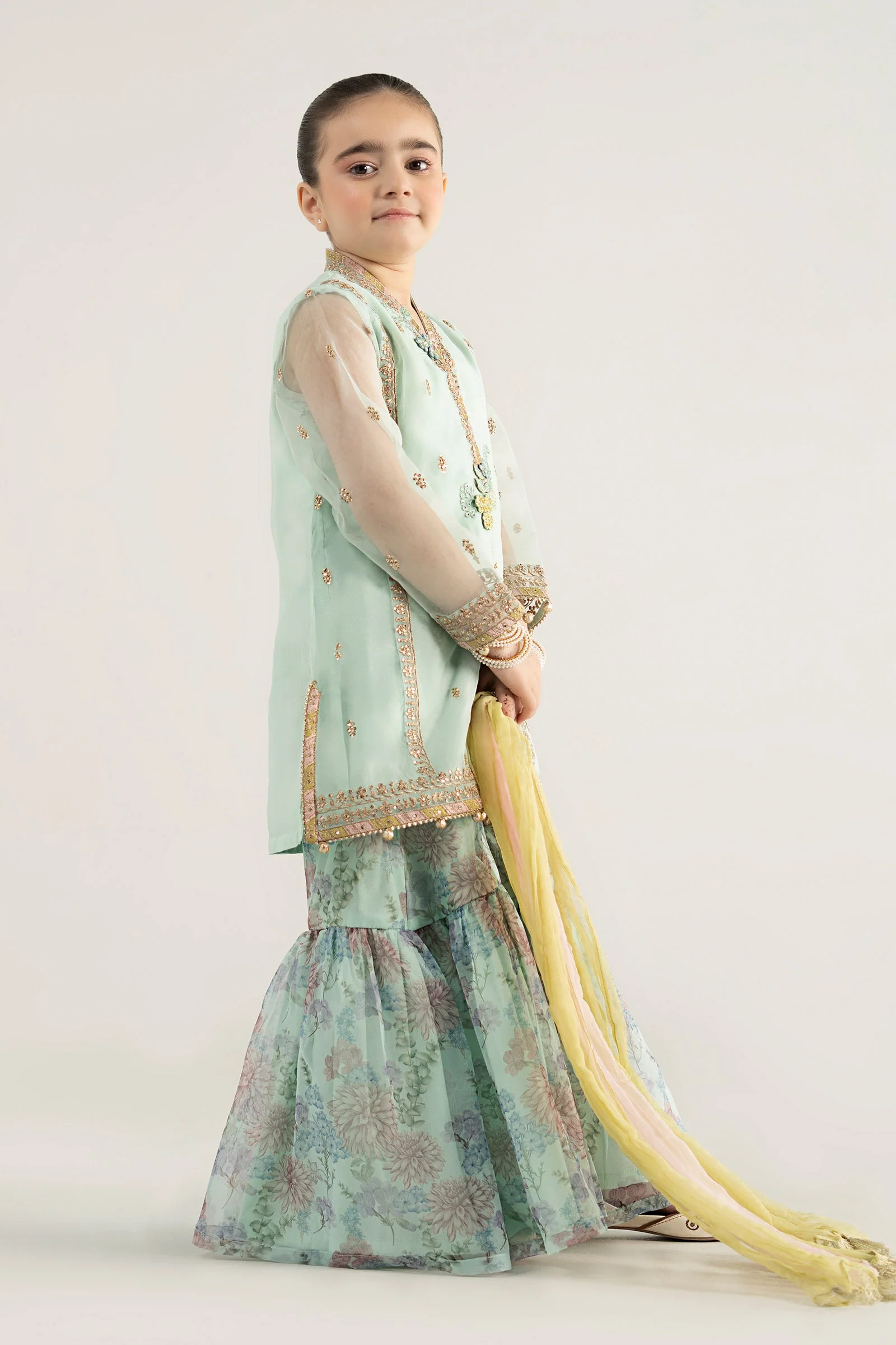 3 Piece Embroidered Poly Organza Suit - Image 8
