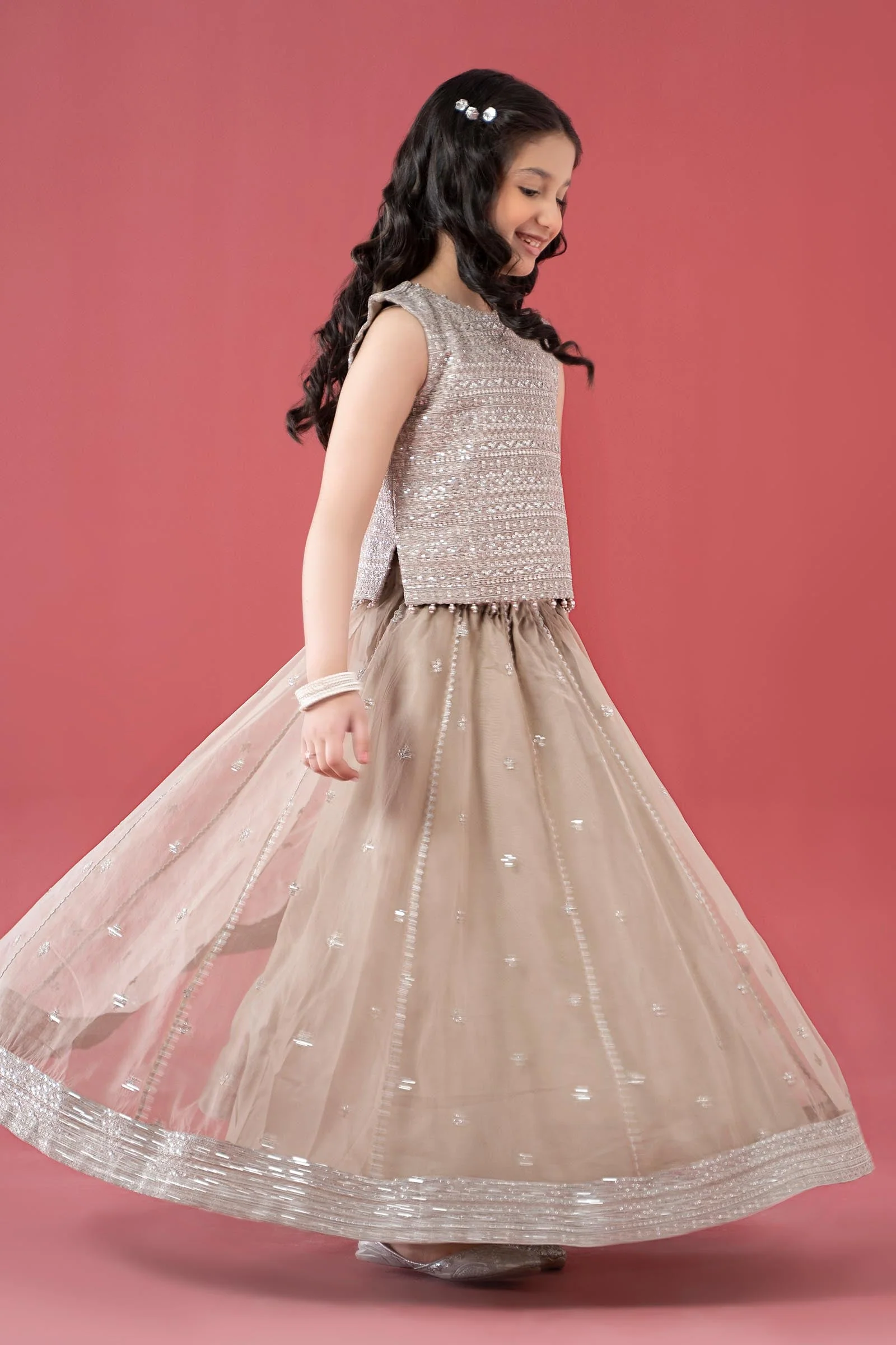3 Piece Embroidered Raw Silk Suit - Image 4