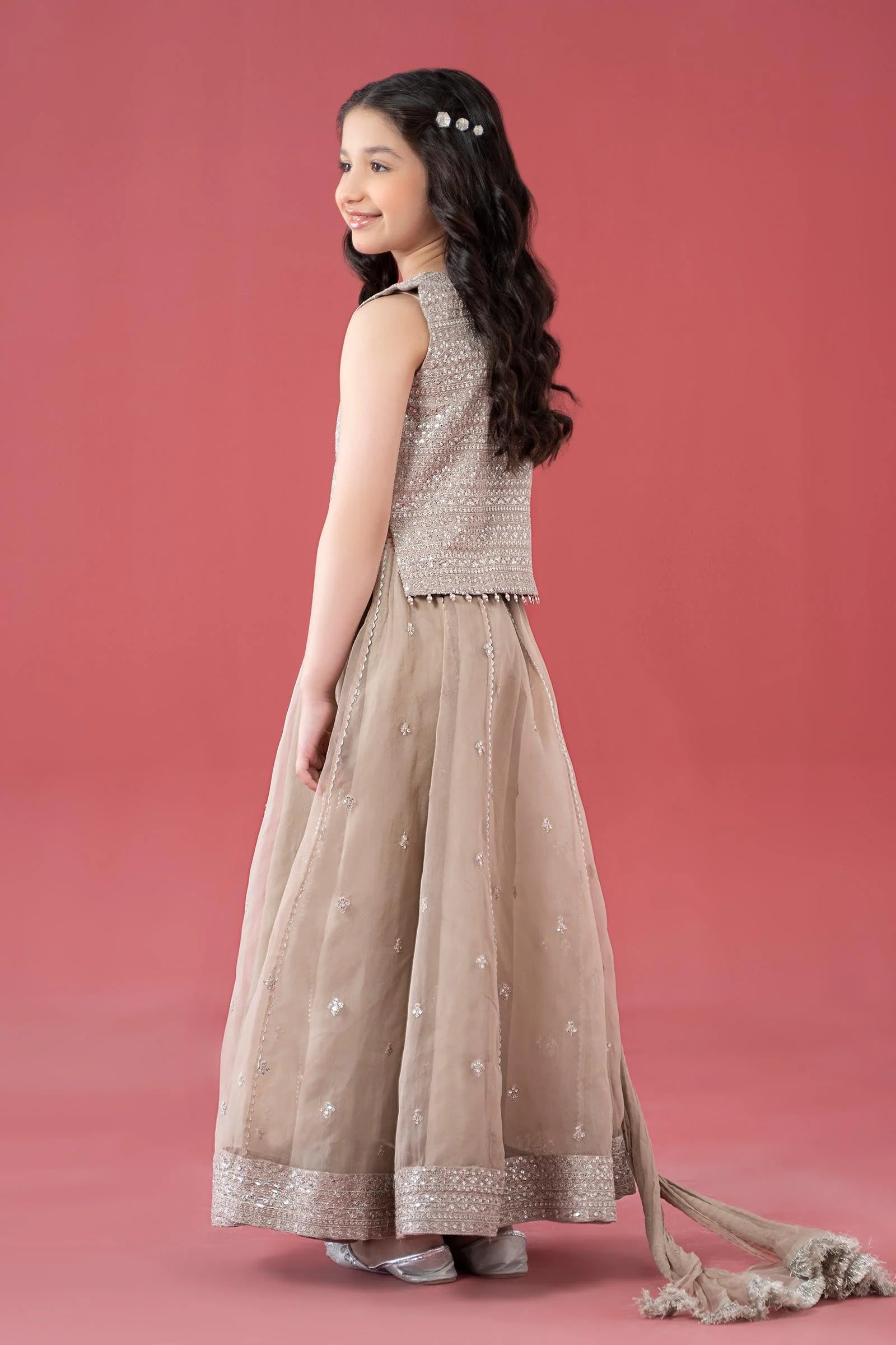 3 Piece Embroidered Raw Silk Suit - Image 5