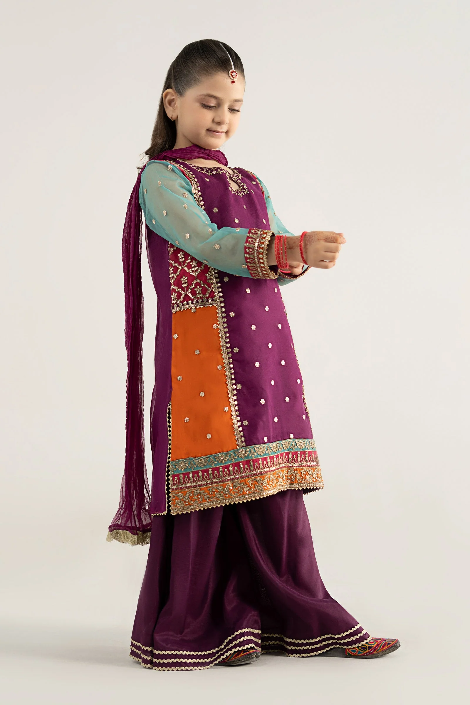 3 Piece Embroidered Poly Organza Suit - Image 3
