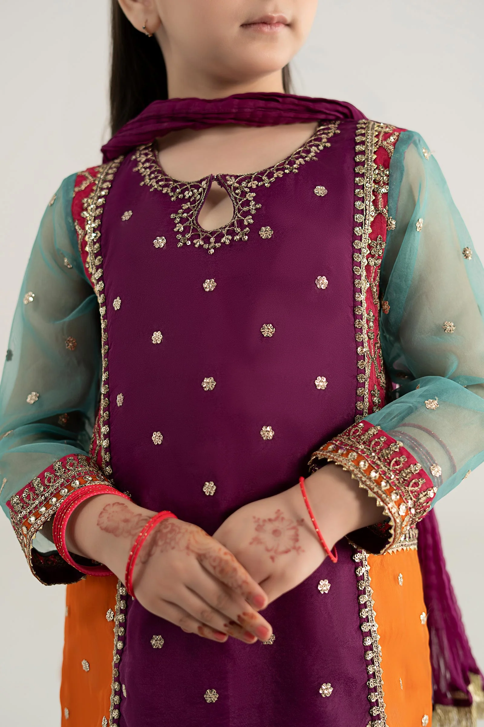 3 Piece Embroidered Poly Organza Suit - Image 6