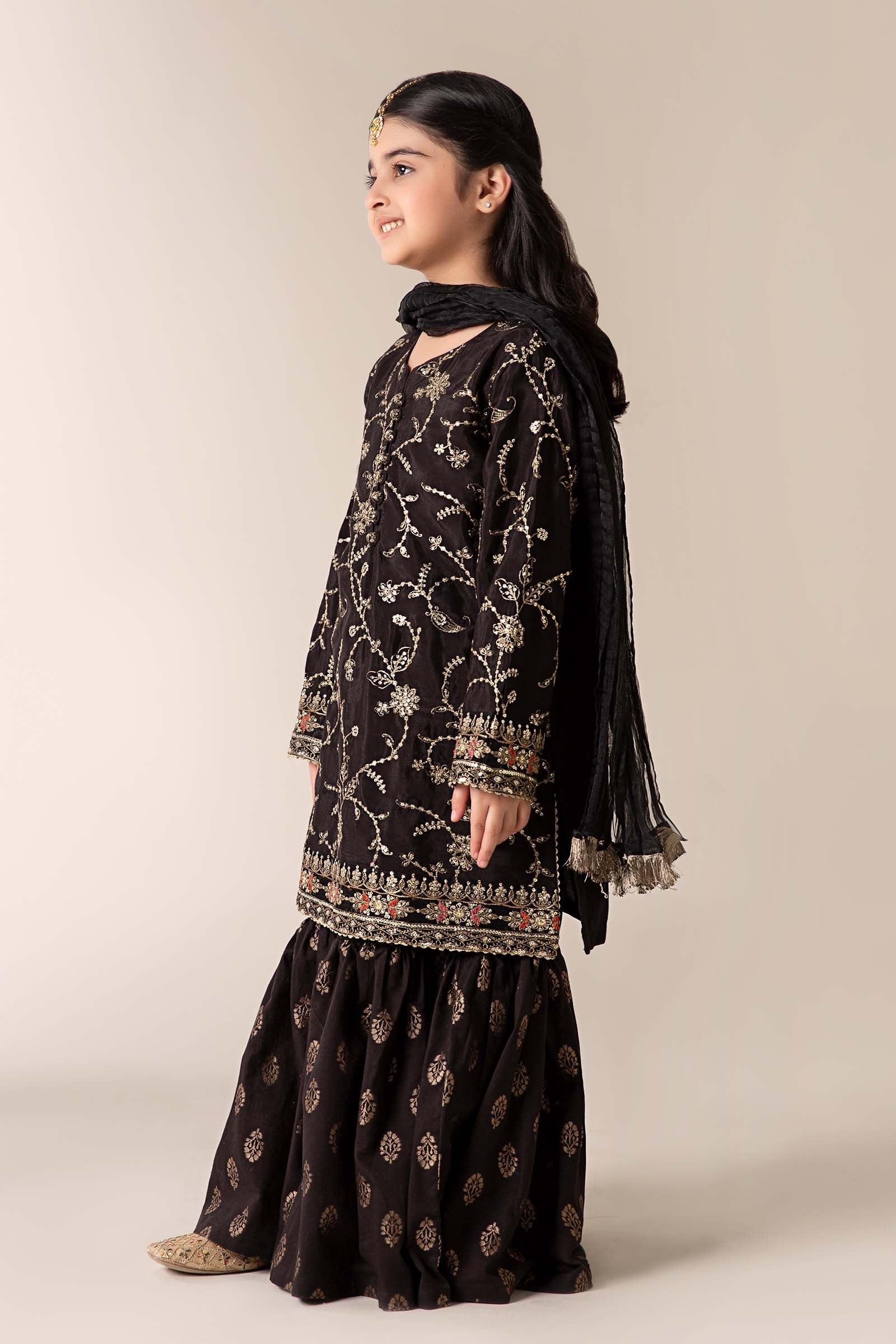 3 Piece Embroidered Raw Silk Suit - Image 4