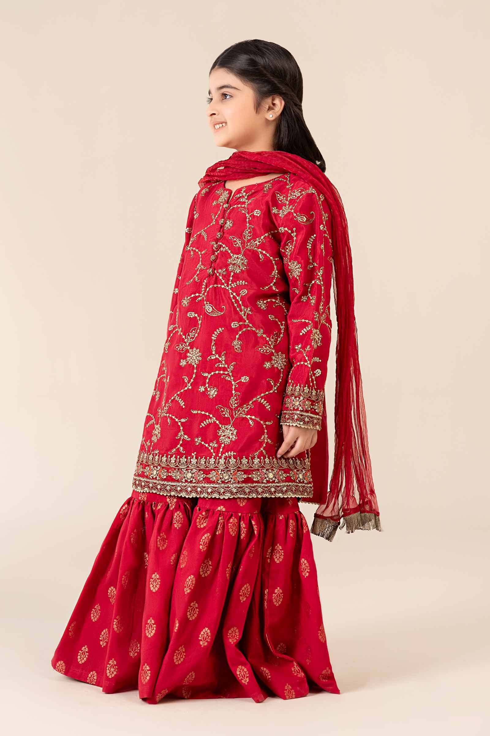 3 Piece Embroidered Raw Silk Suit - Image 5