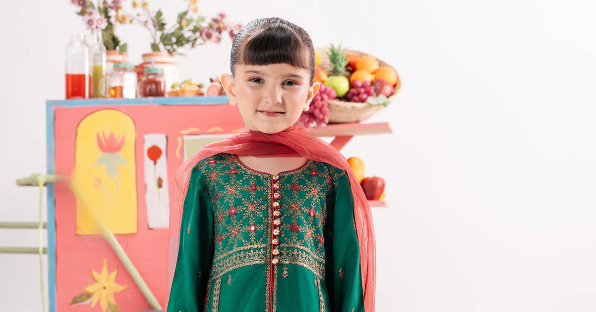 3 Piece Embroidered Raw Silk Suit - Image 5