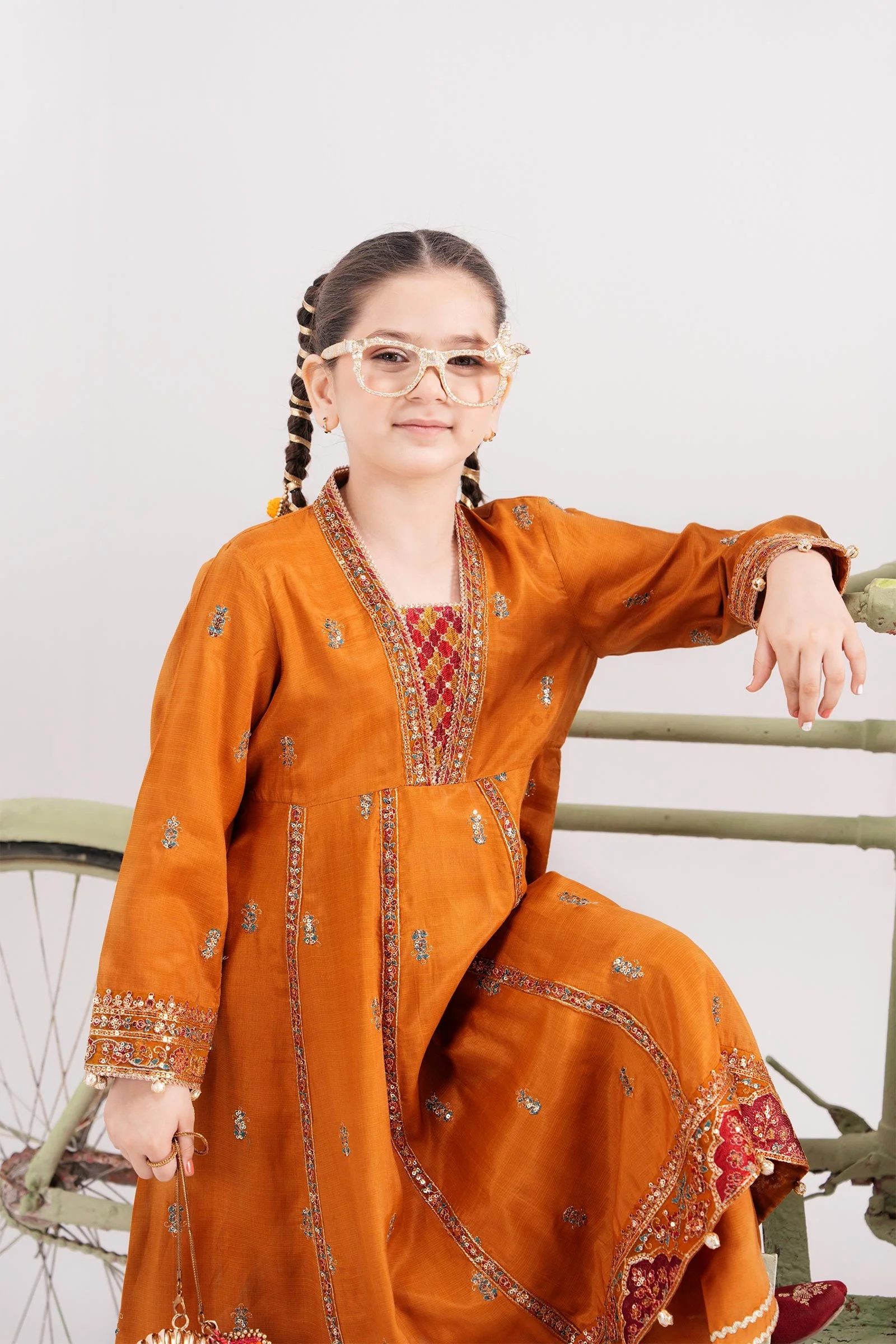 3 Piece Embroidered Raw Silk Suit - Image 2