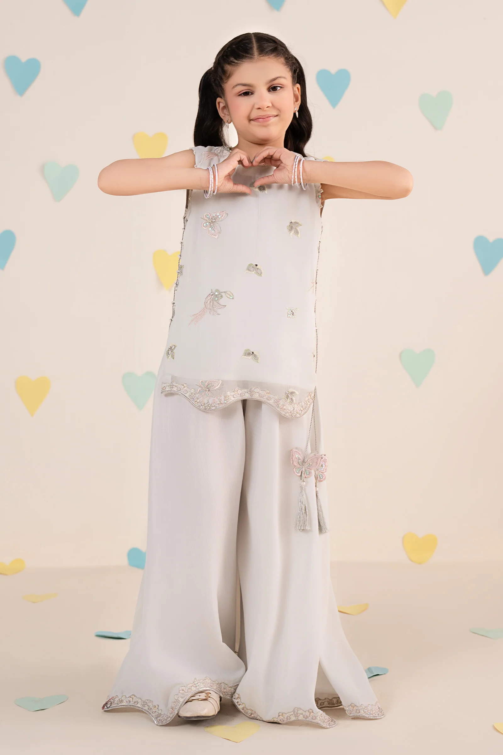 2 Piece Embroidered Chiffon Suit