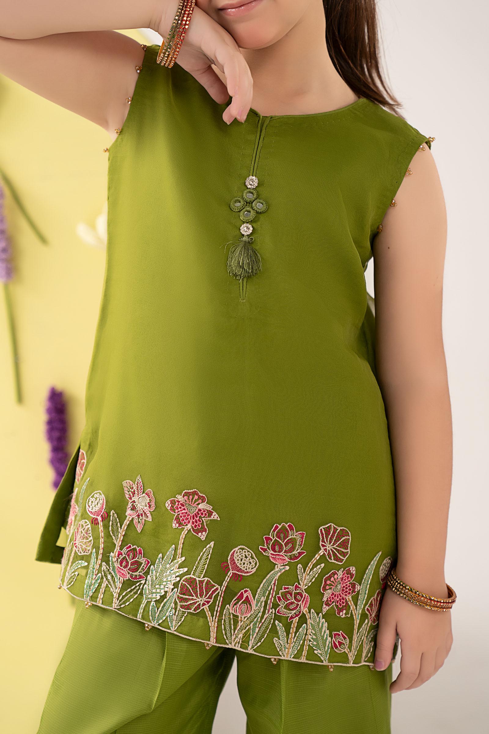 2 Piece Embroidered Organza Suit - Image 3