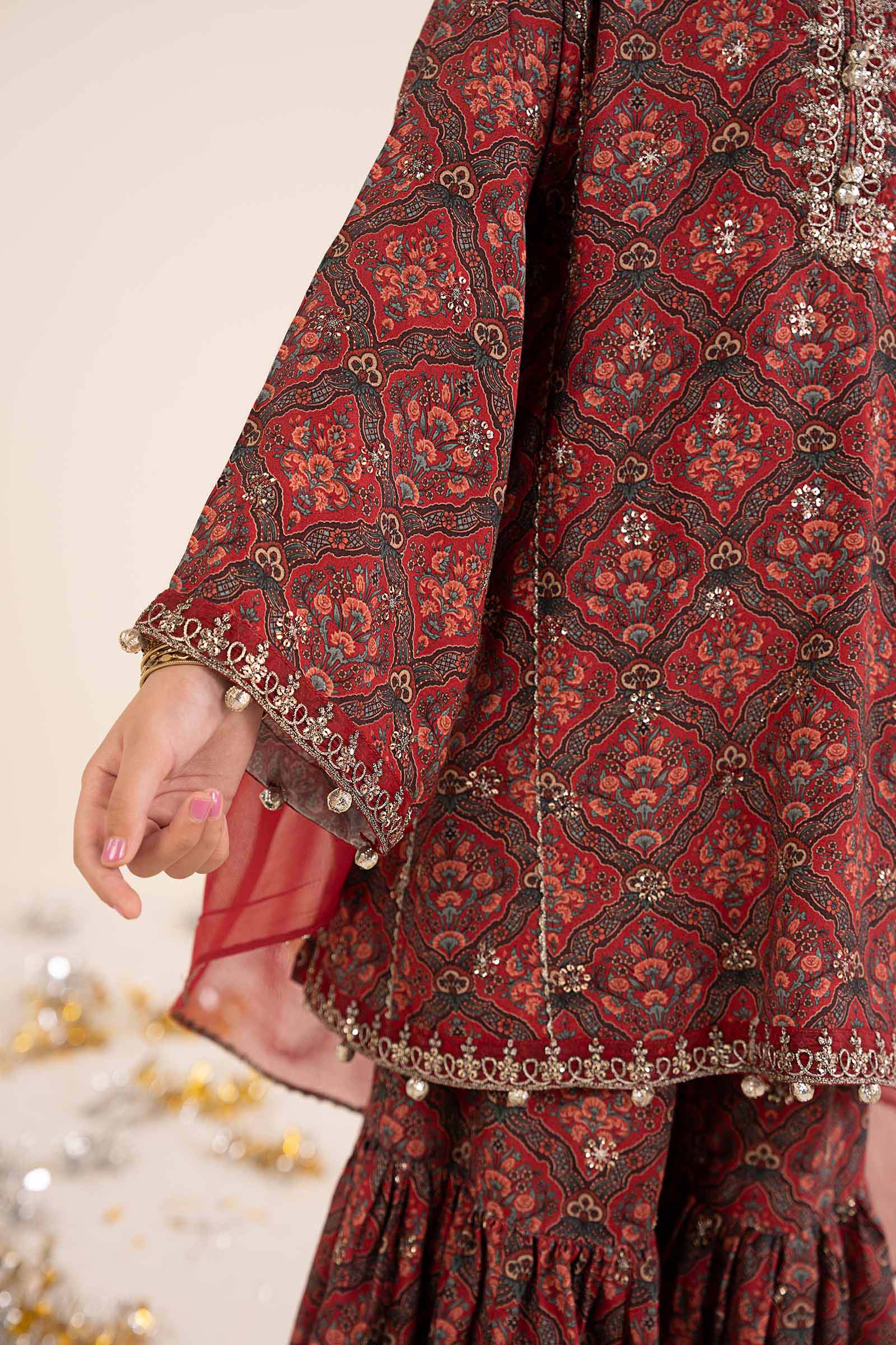 3 Piece Embroidered Raw Silk Suit - Image 5