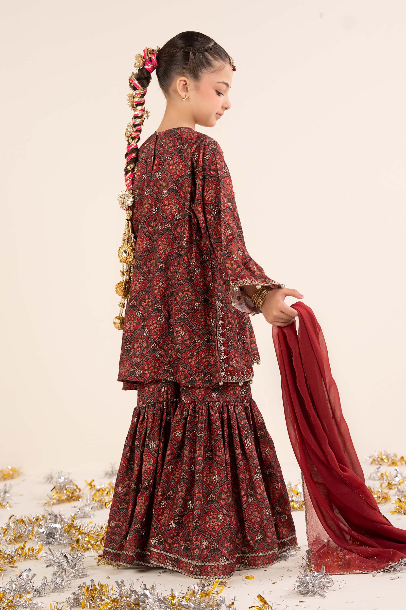 3 Piece Embroidered Raw Silk Suit - Image 7
