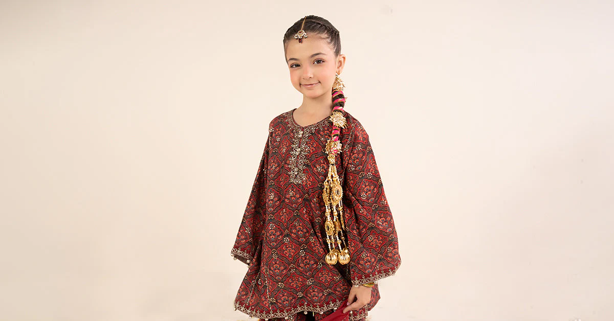 3 Piece Embroidered Raw Silk Suit - Image 8