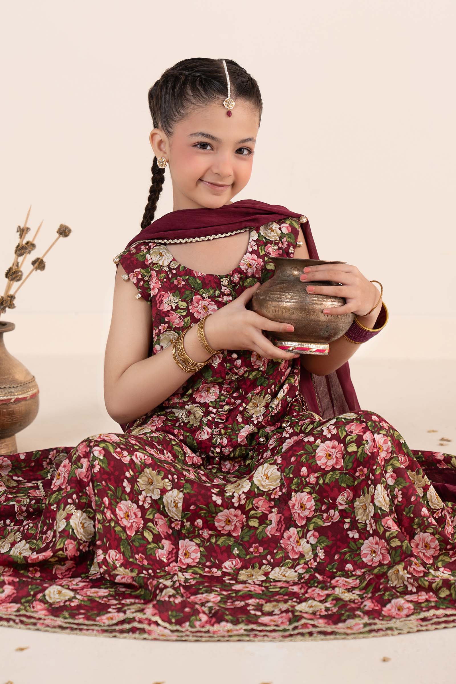3 Piece Embroidered Raw Silk Suit - Image 2
