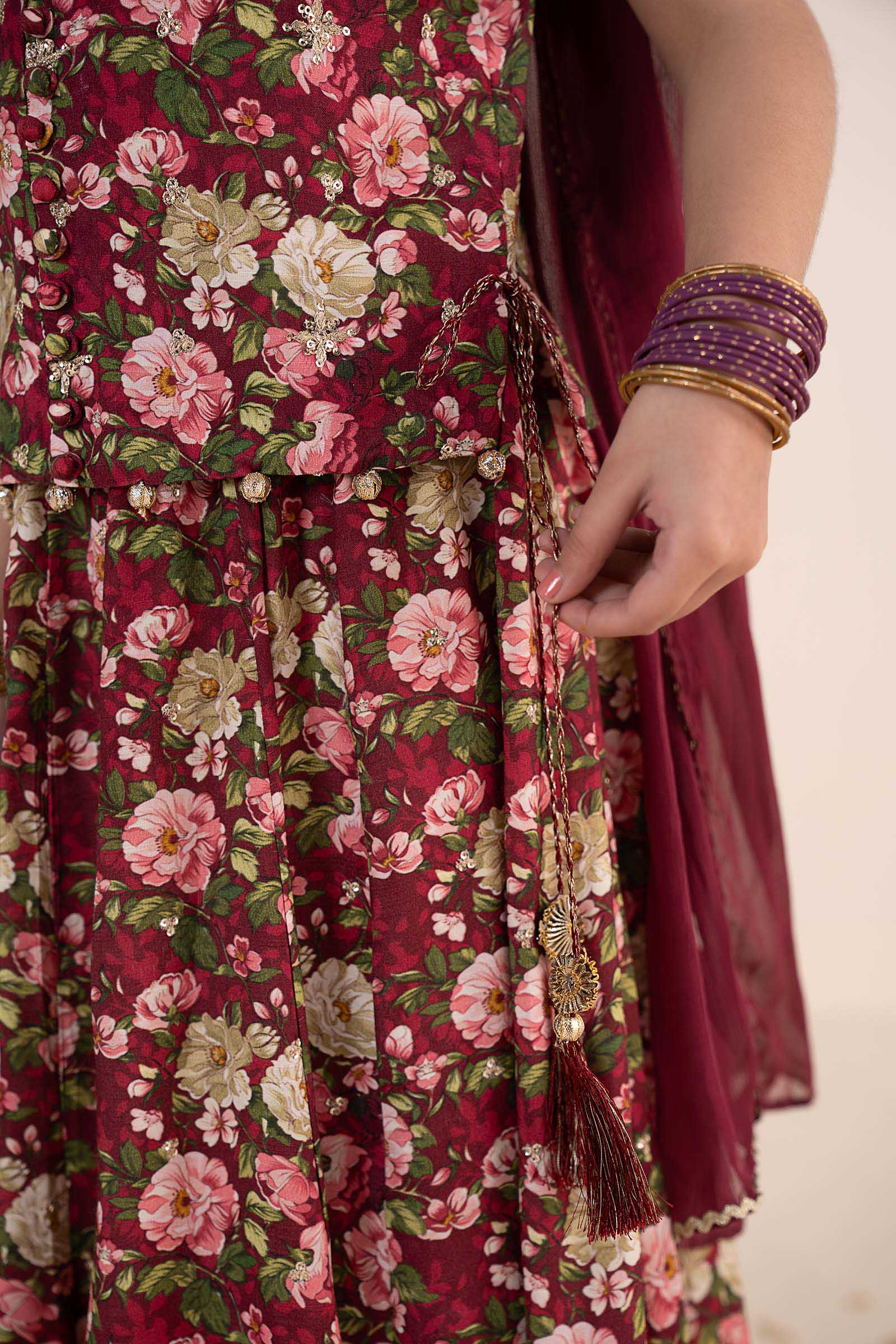 3 Piece Embroidered Raw Silk Suit - Image 6
