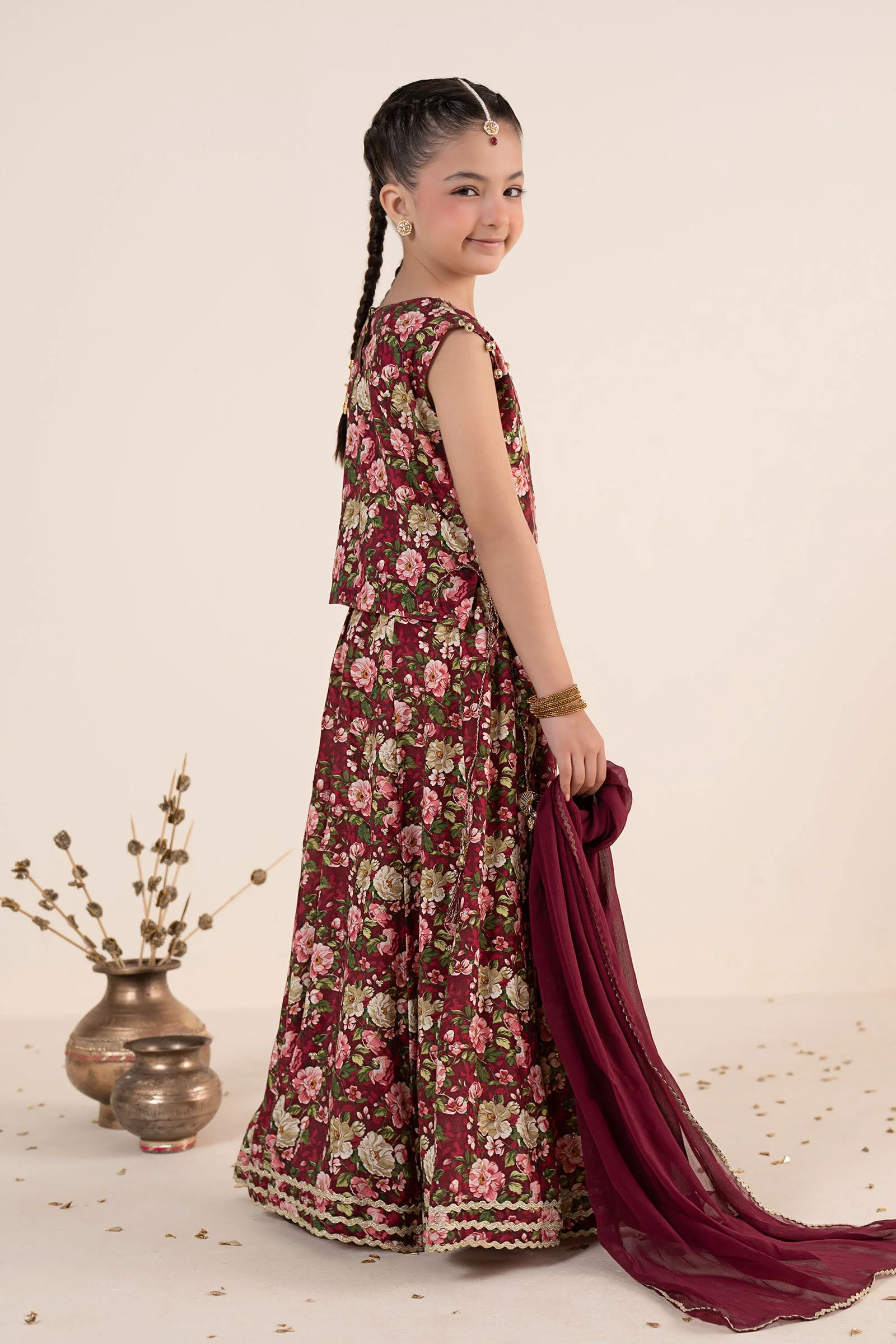 3 Piece Embroidered Raw Silk Suit - Image 8