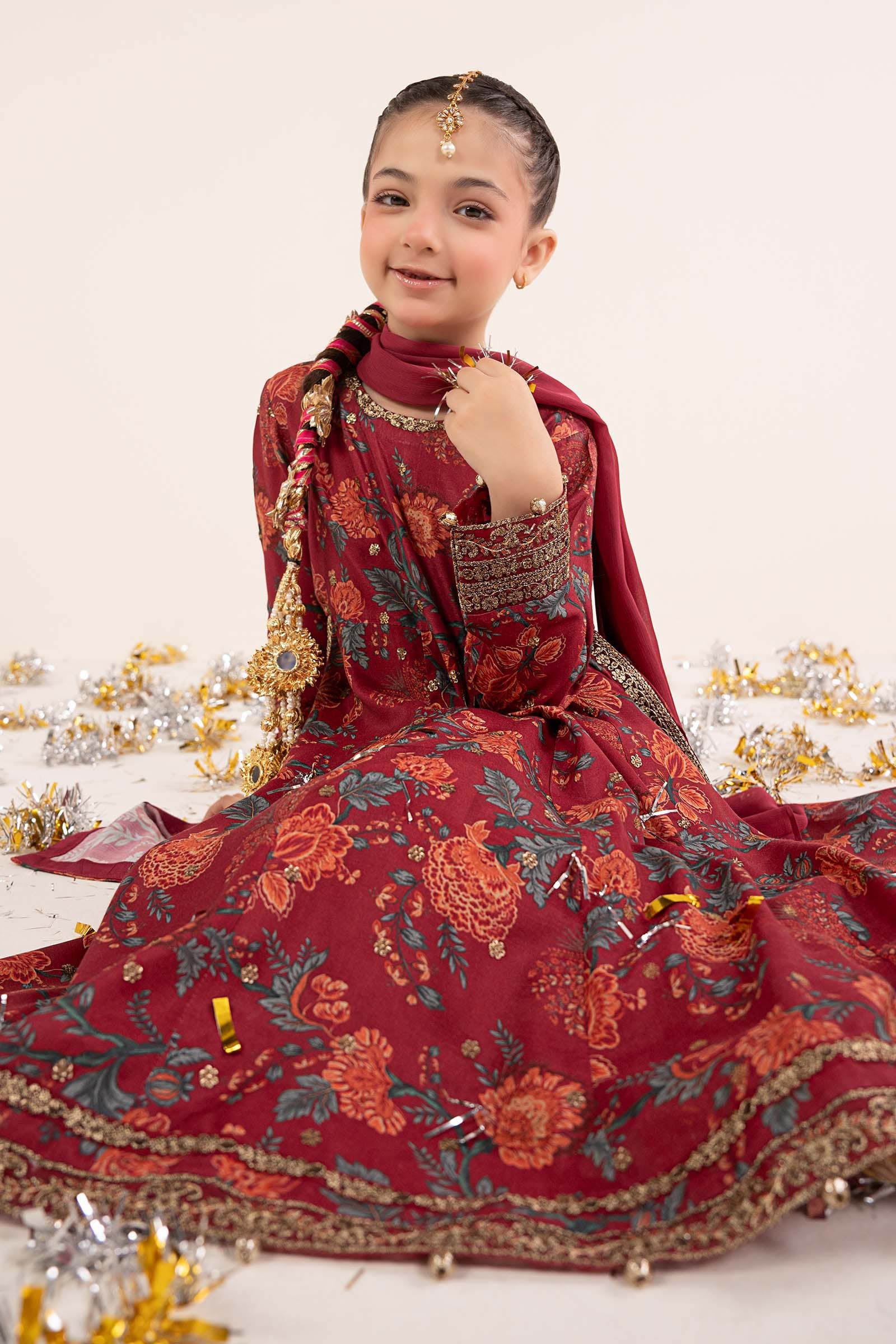 3 Piece Embroidered Raw Silk Suit - Image 3