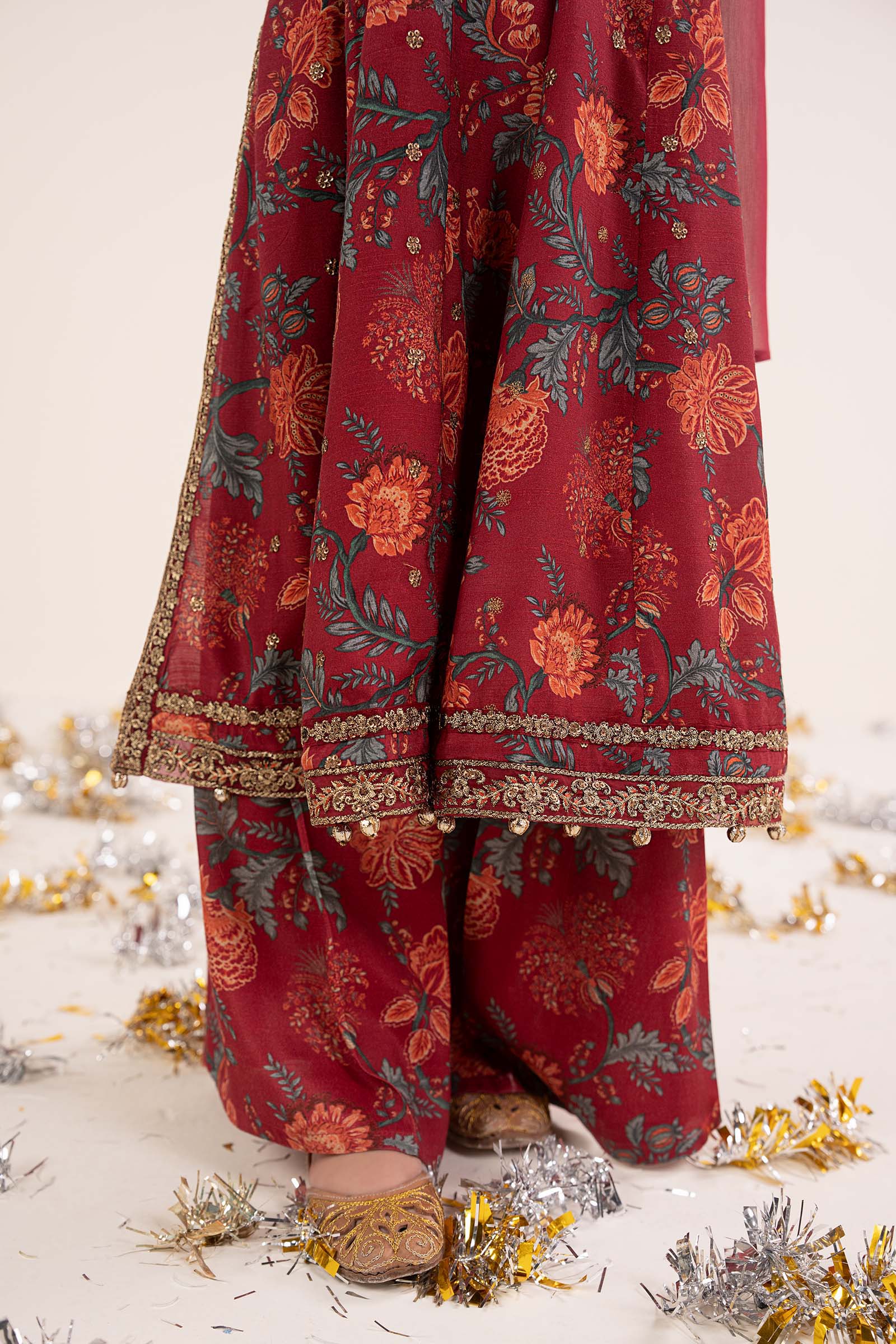 3 Piece Embroidered Raw Silk Suit - Image 7