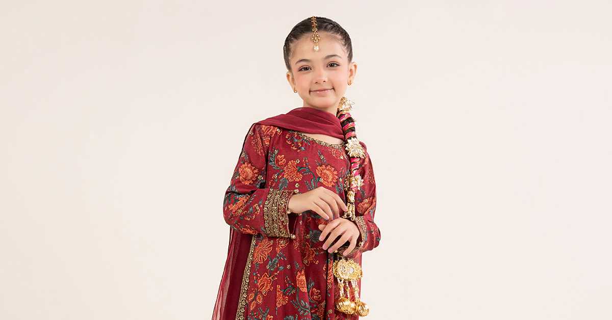 3 Piece Embroidered Raw Silk Suit - Image 9