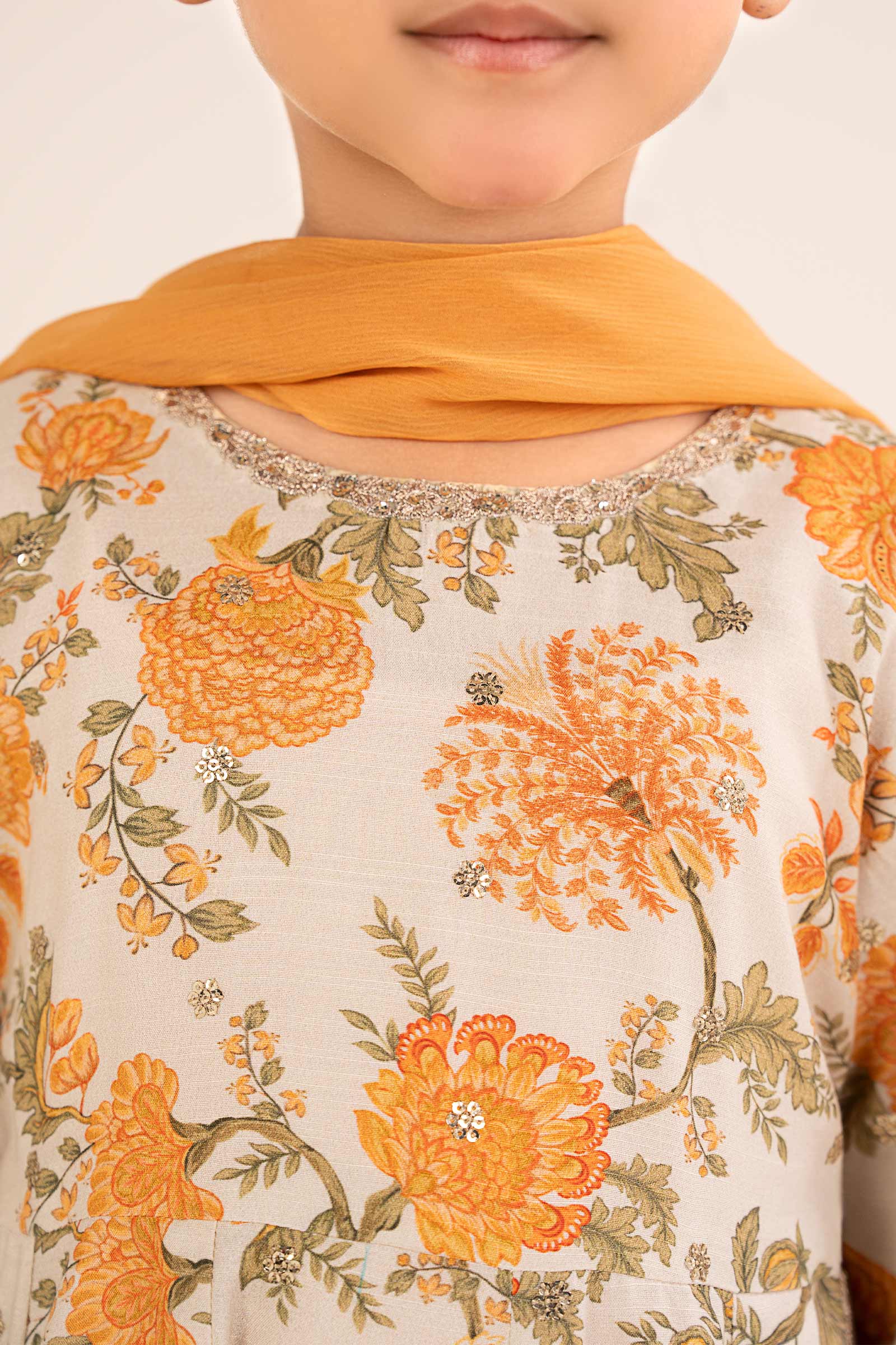 3 Piece Embroidered Raw Silk Suit - Image 4