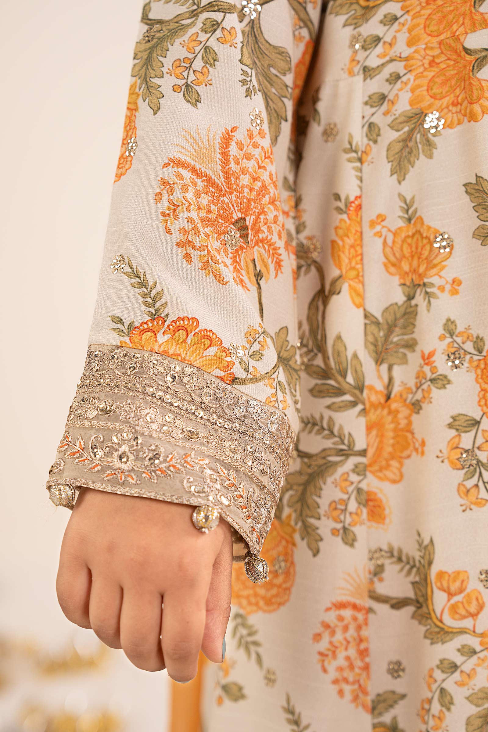3 Piece Embroidered Raw Silk Suit - Image 5