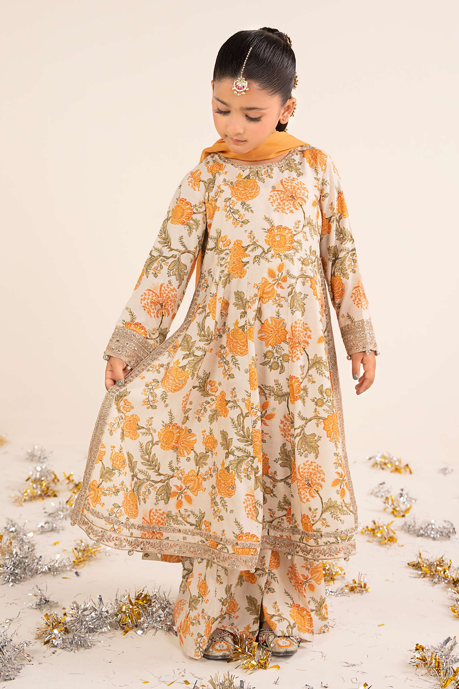 3 Piece Embroidered Raw Silk Suit - Image 7