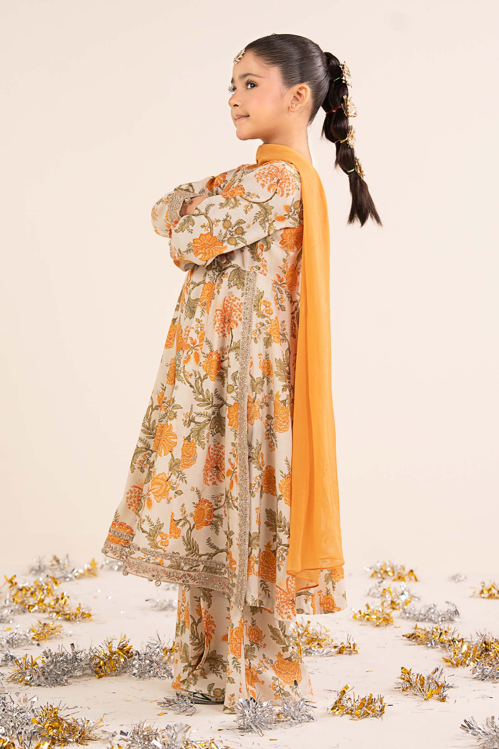 3 Piece Embroidered Raw Silk Suit - Image 8