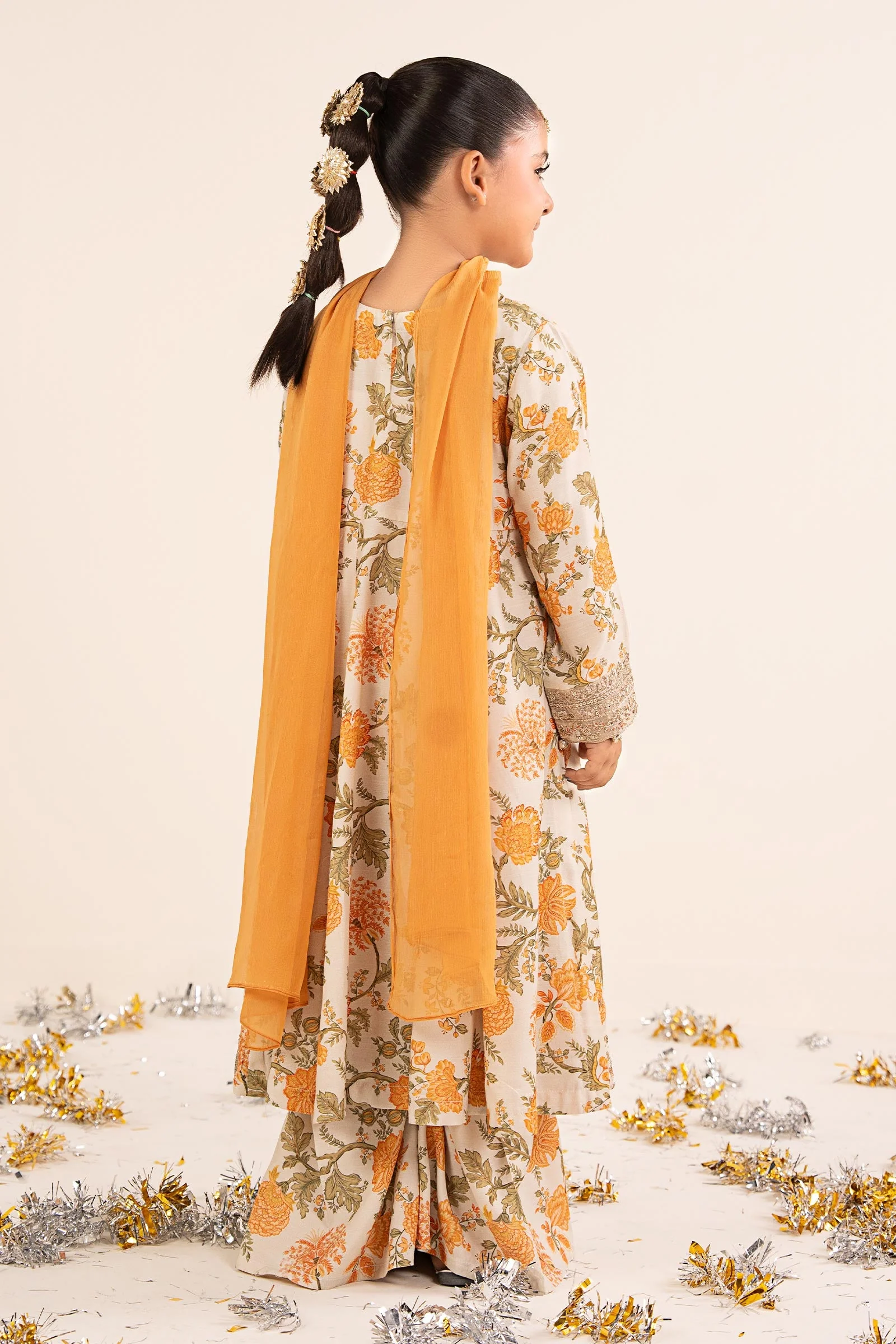 3 Piece Embroidered Raw Silk Suit - Image 9