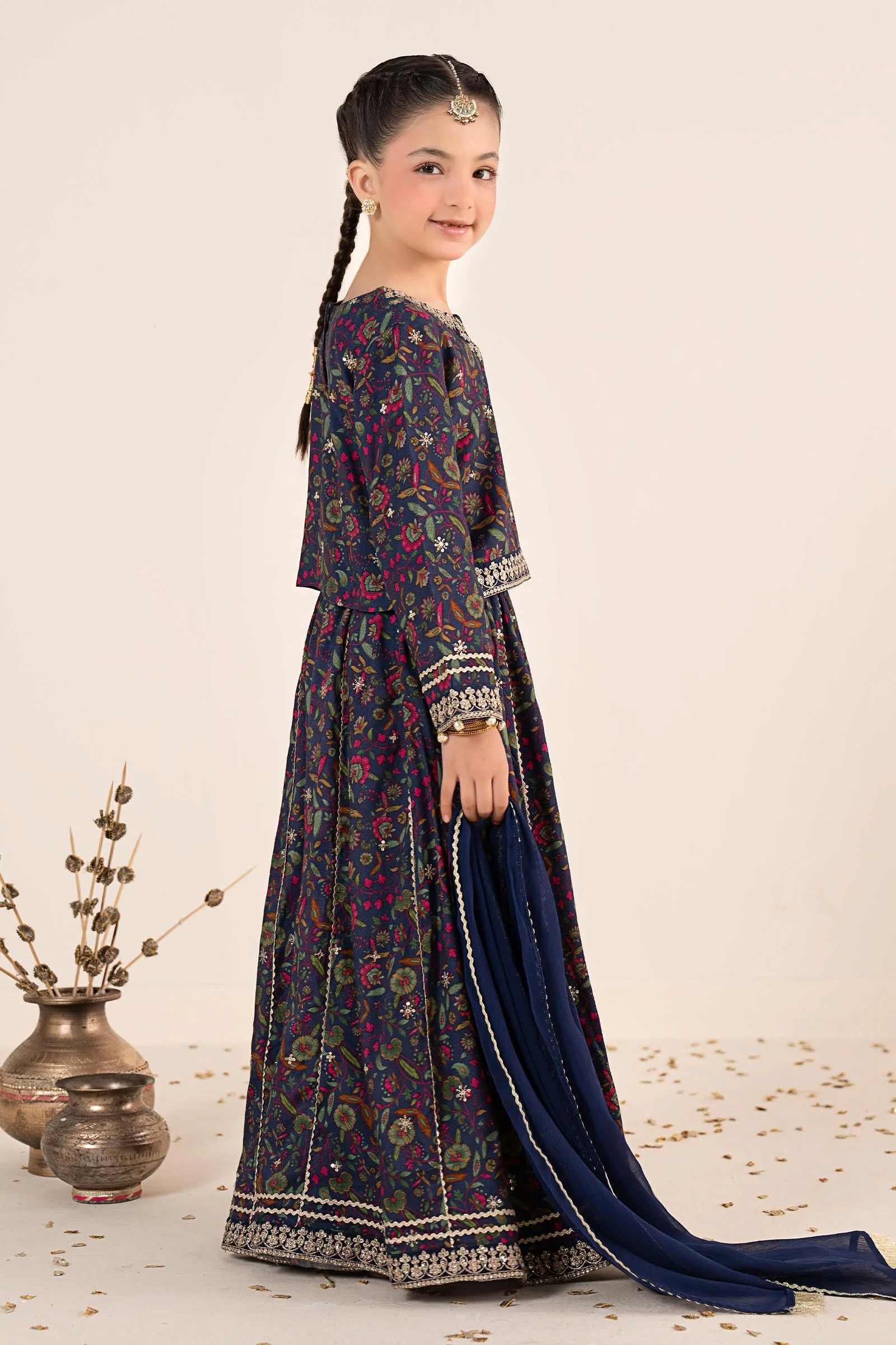 3 Piece Embroidered Raw Silk Suit - Image 10
