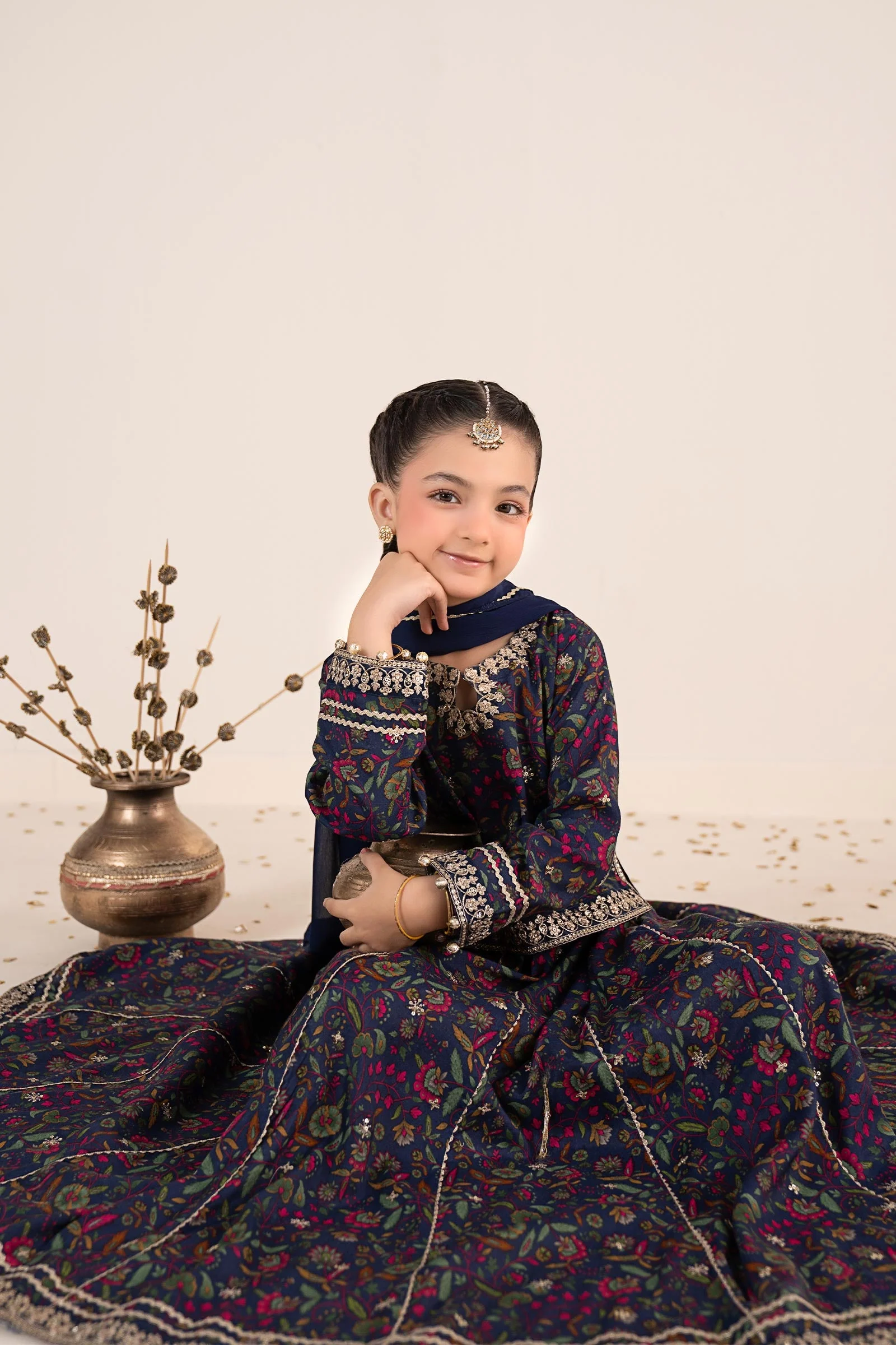 3 Piece Embroidered Raw Silk Suit - Image 3