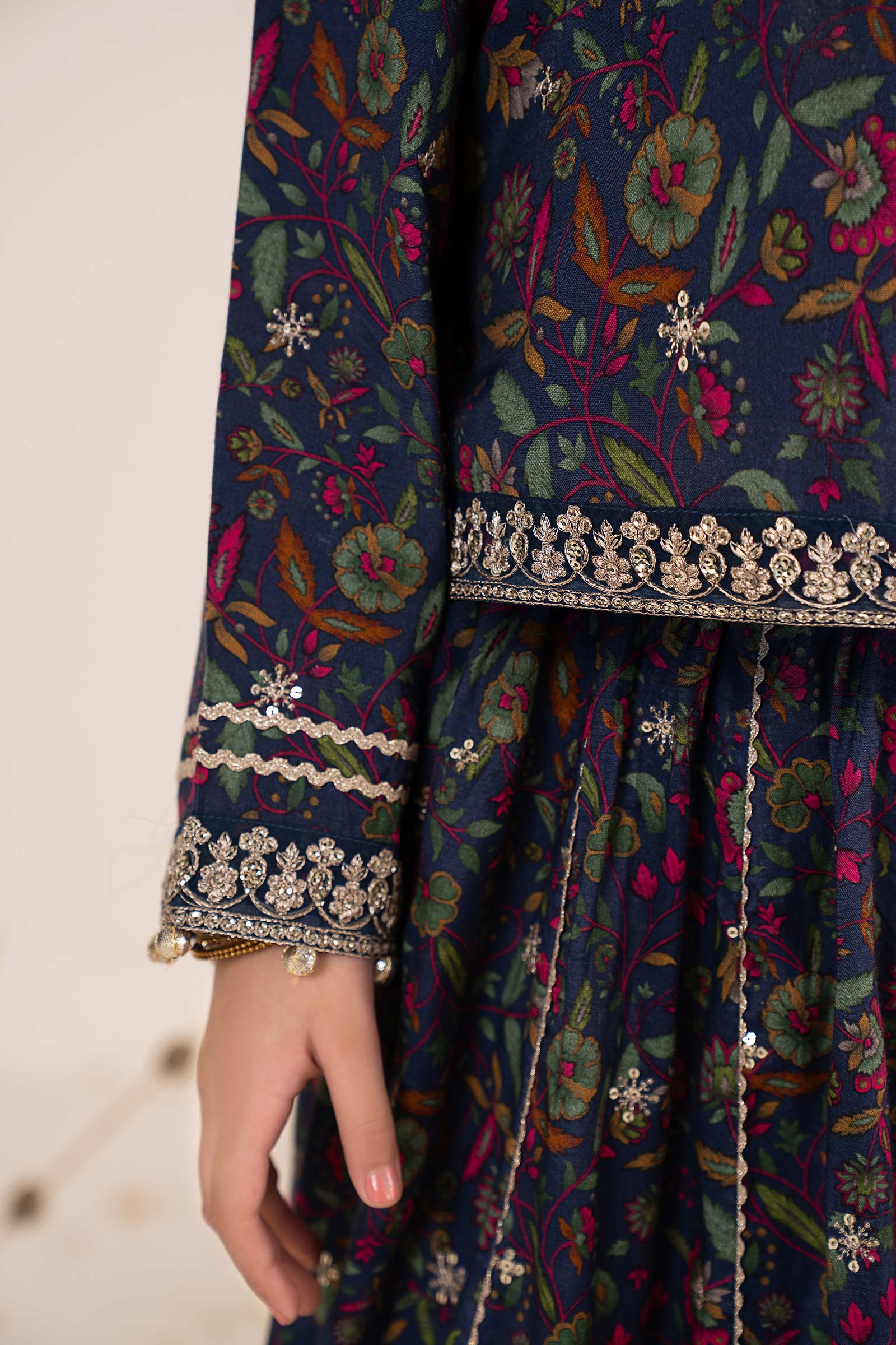 3 Piece Embroidered Raw Silk Suit - Image 6