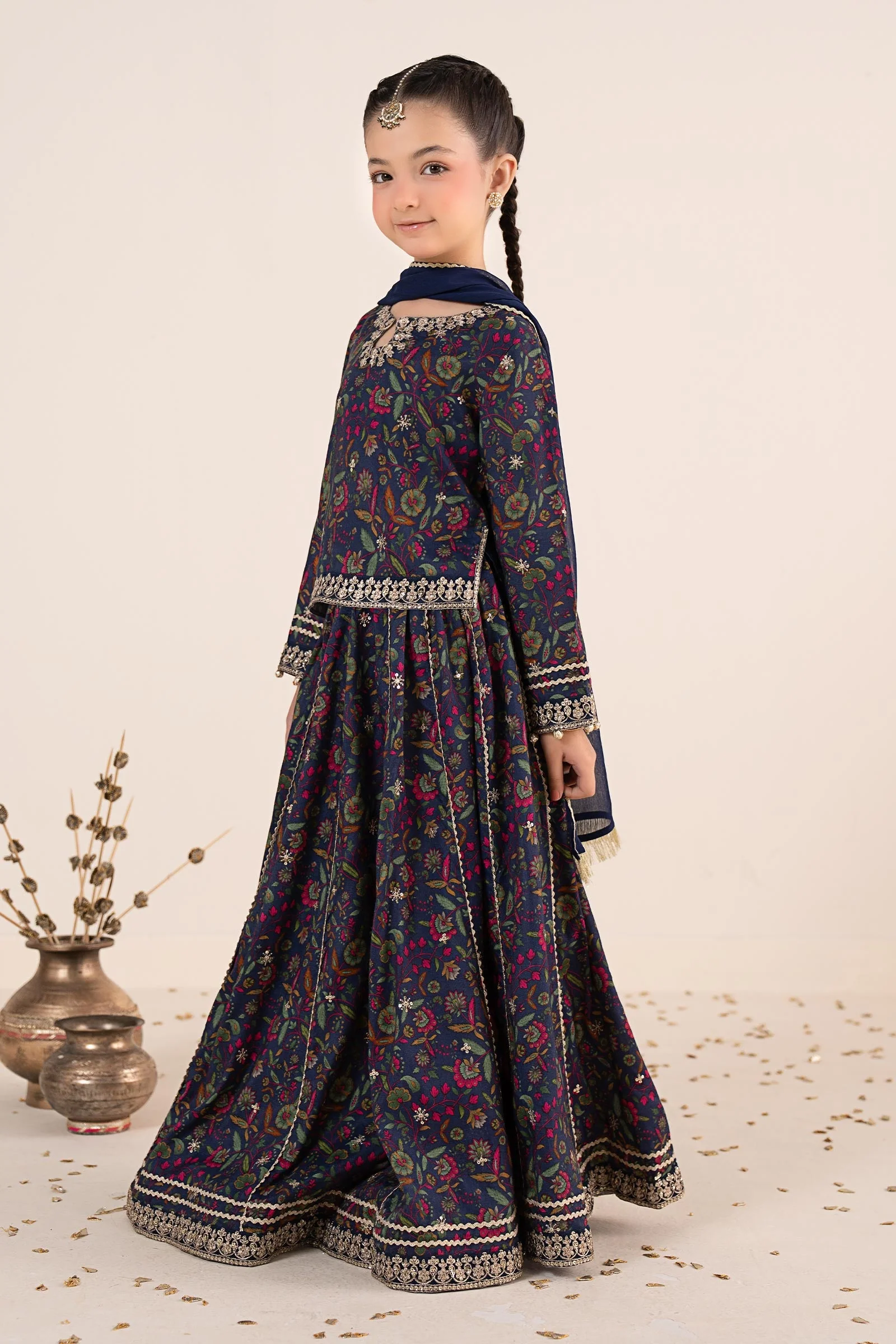 3 Piece Embroidered Raw Silk Suit - Image 8