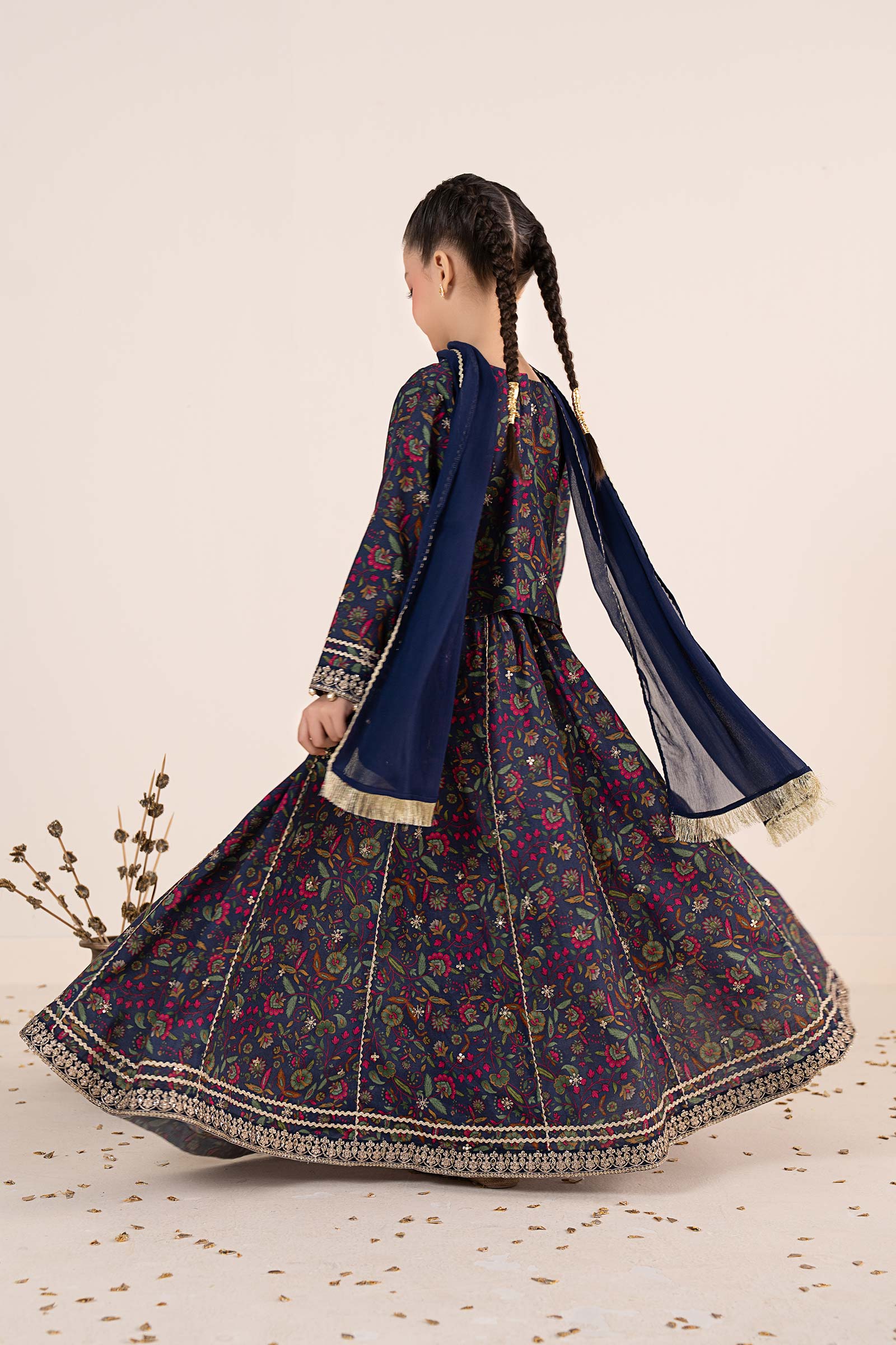 3 Piece Embroidered Raw Silk Suit - Image 9