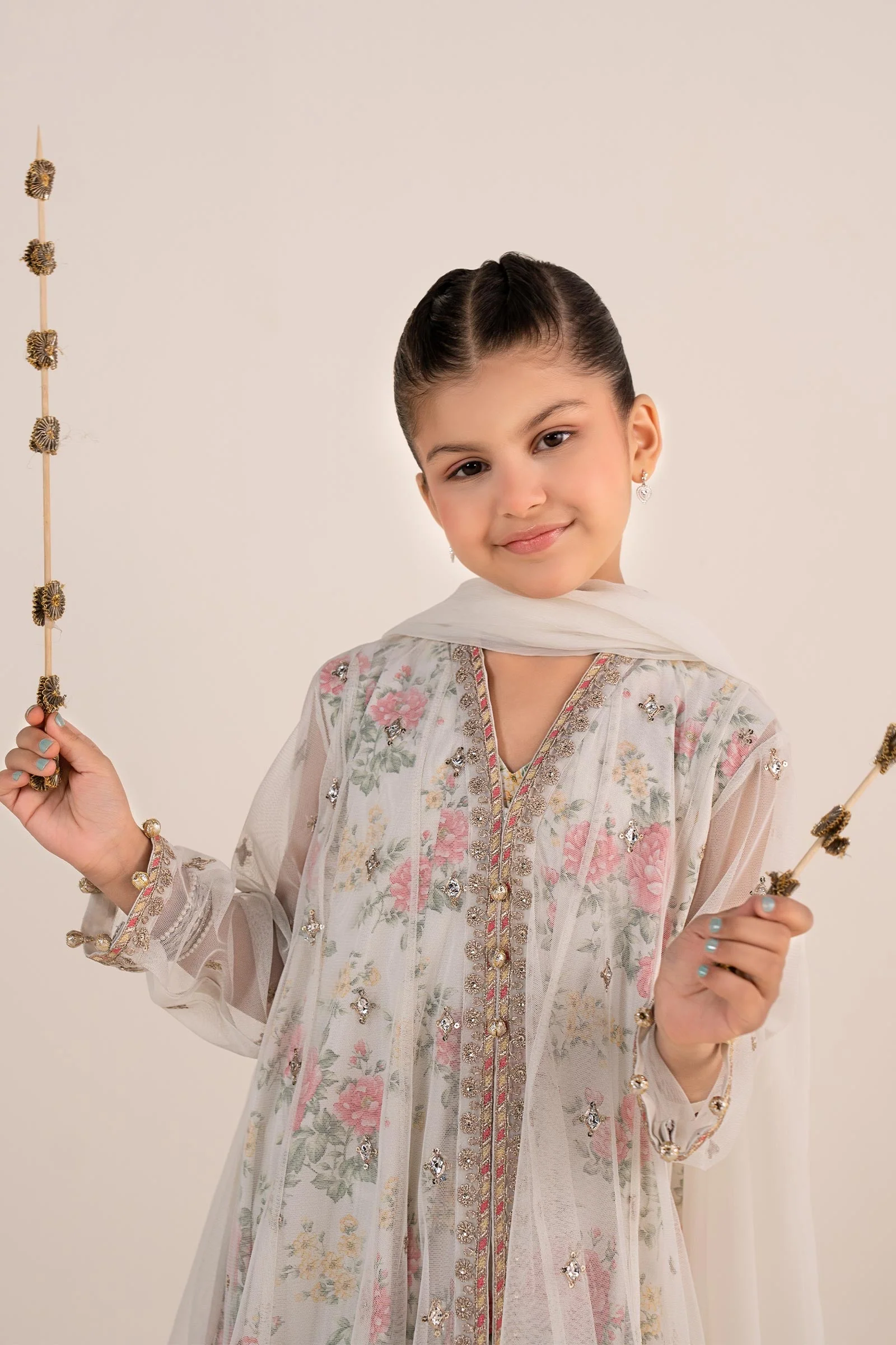 4 Piece Embroidered Net Suit - Image 2