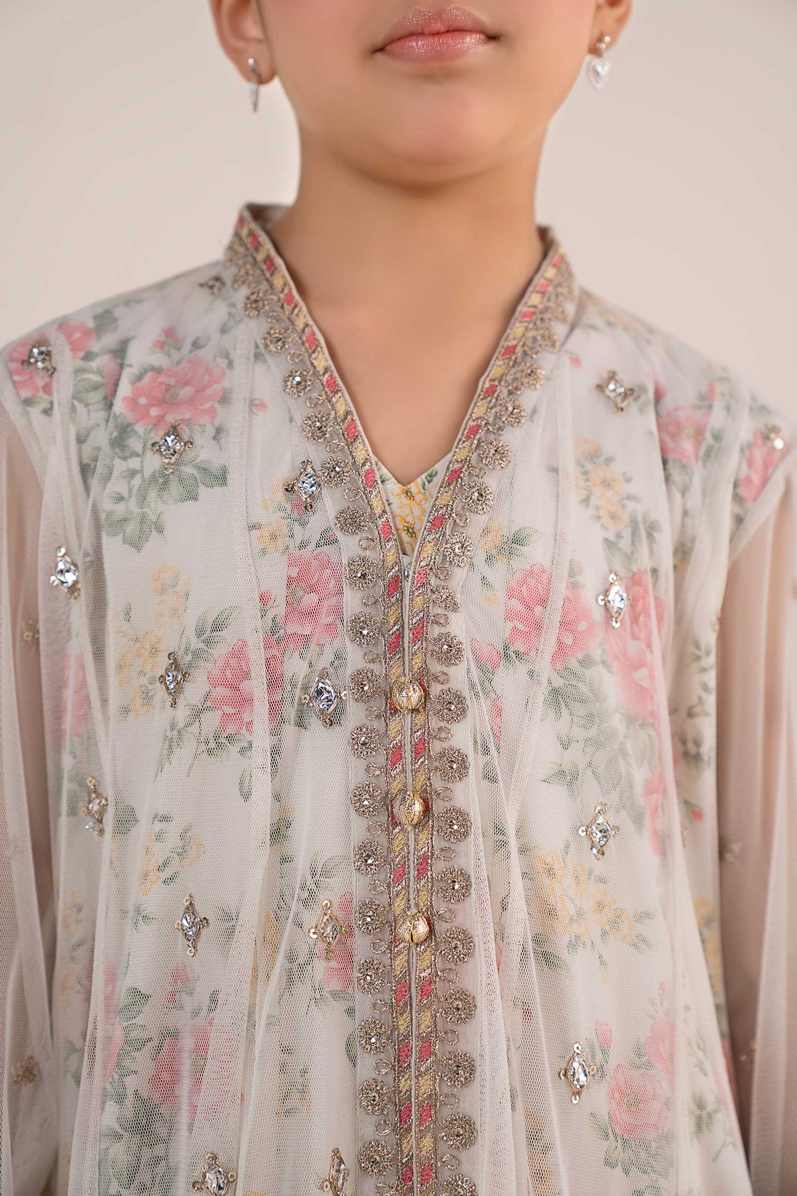 4 Piece Embroidered Net Suit - Image 4