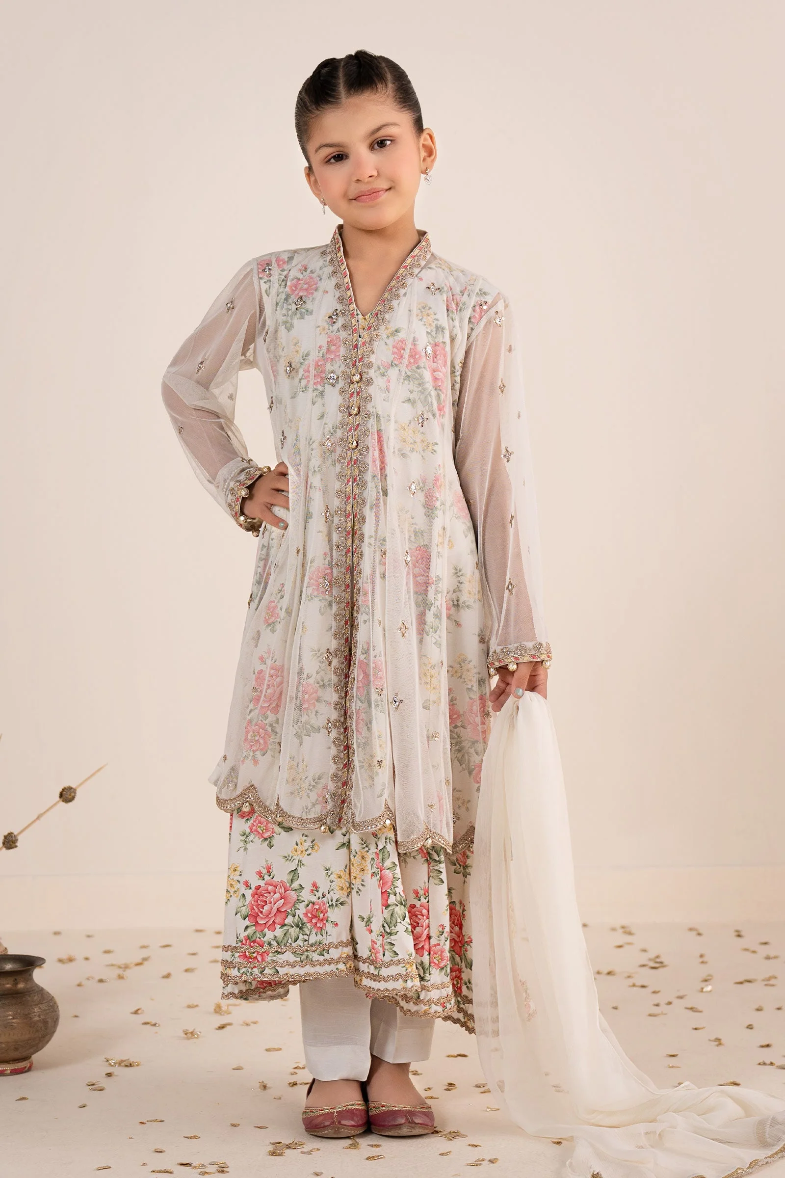 4 Piece Embroidered Net Suit - Image 5