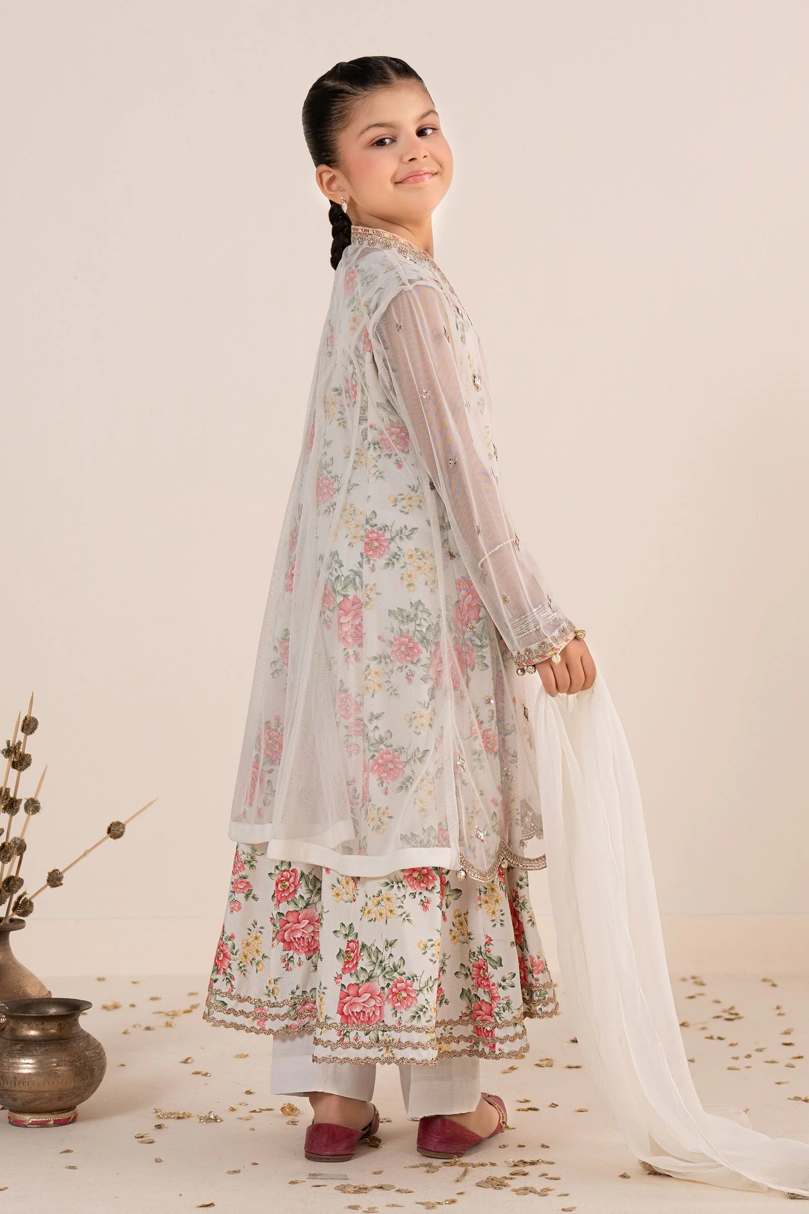 4 Piece Embroidered Net Suit - Image 8