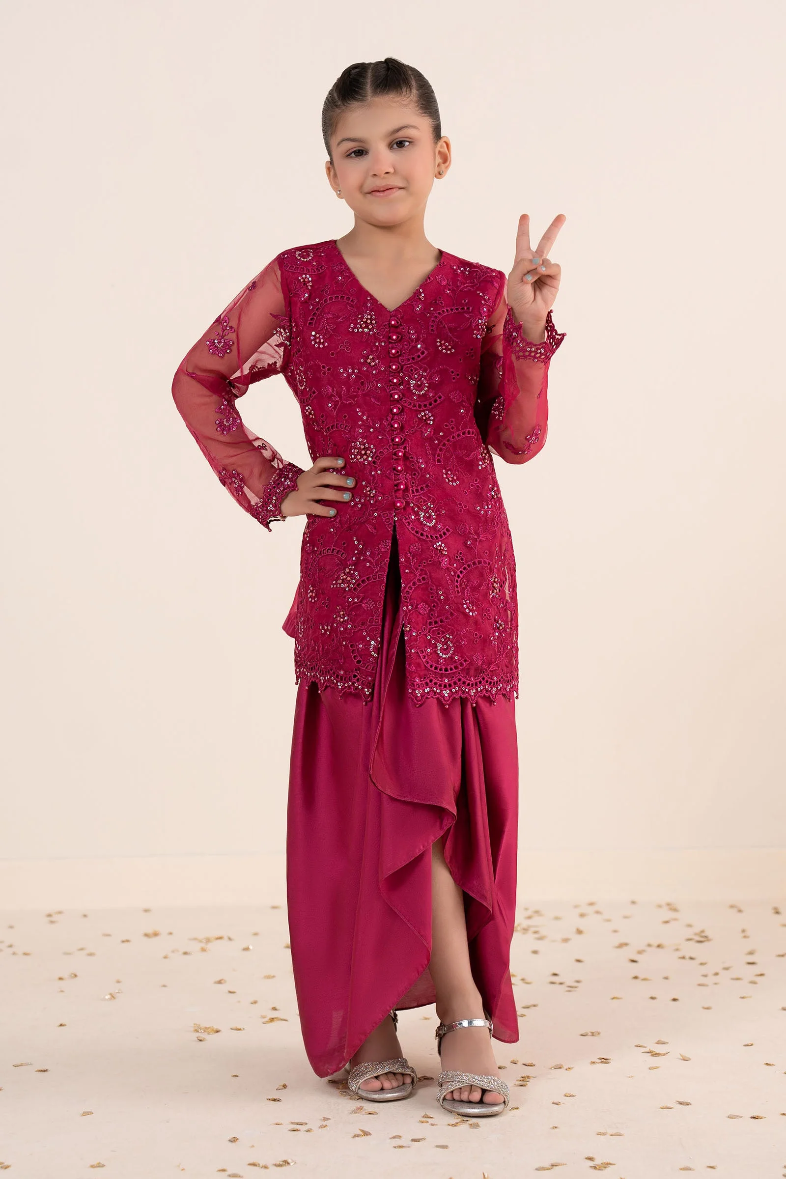 2 Piece Embroidered Organza Suit - Image 4