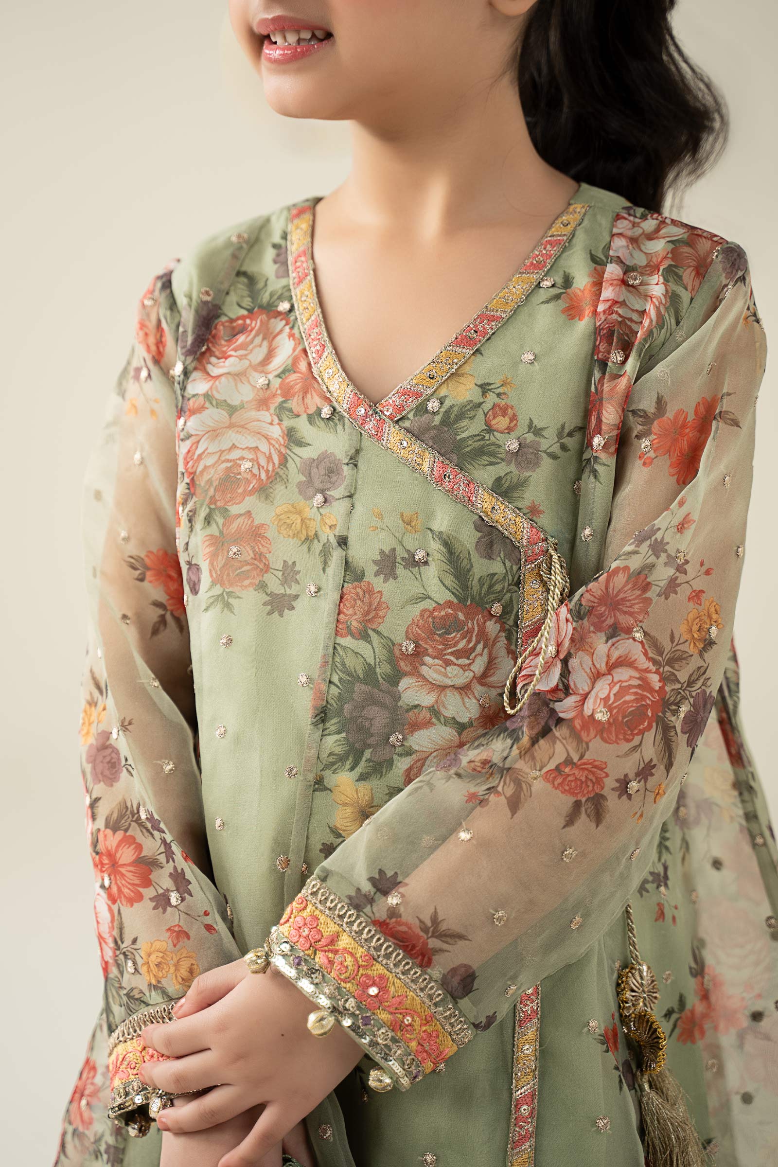 3 Piece Embroidered Organza Suit - Image 4