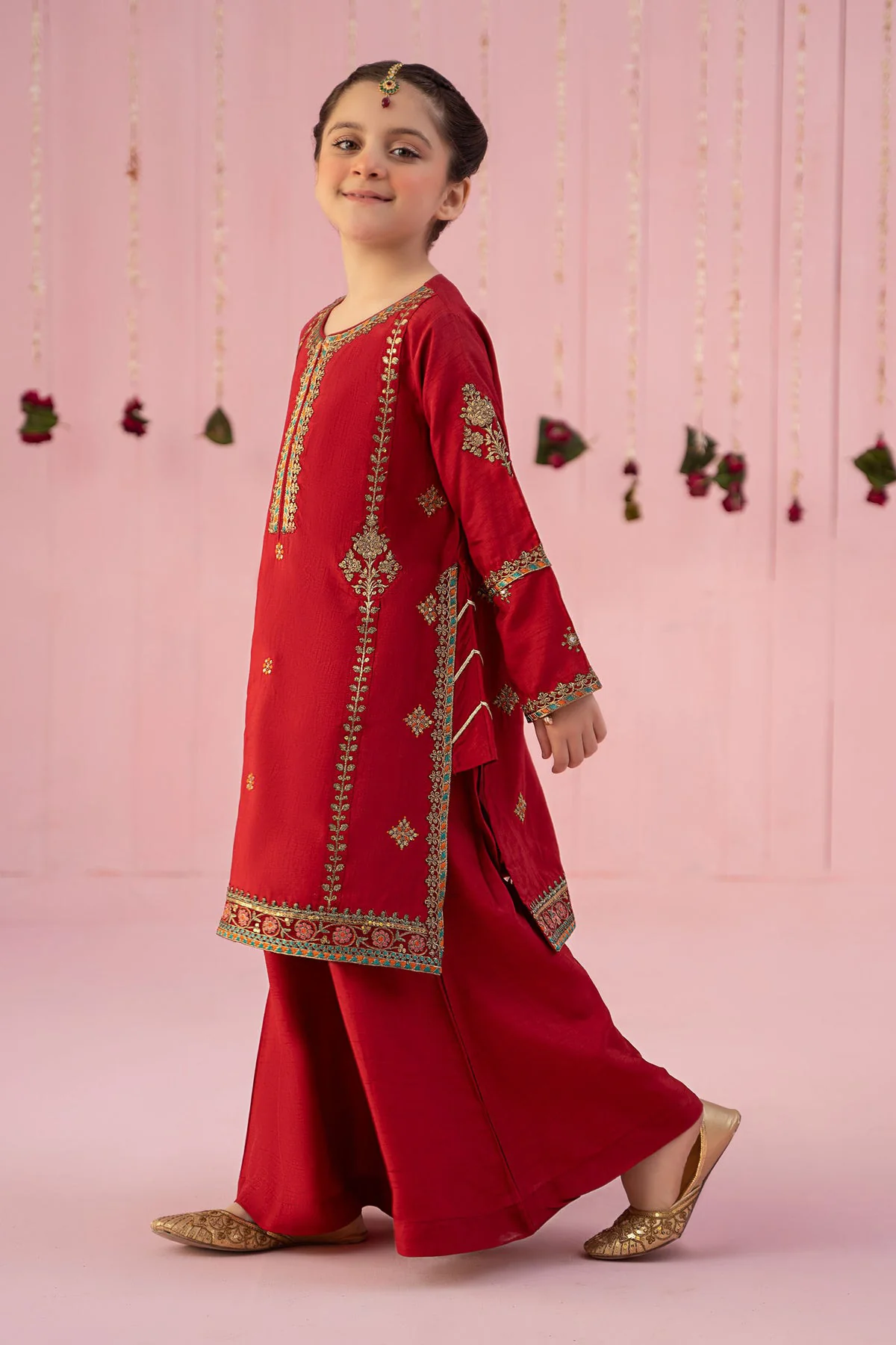 3 Piece Embroidered Raw Silk Suit - Image 6